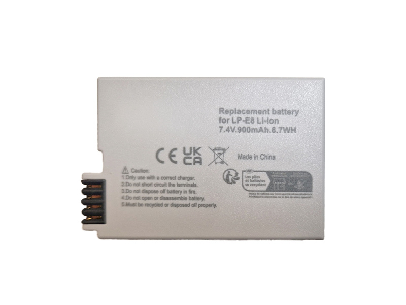 Li-Ion LP-E8 Akku, 7,4 V, 900 mAh, für Canon EOS 550D, 600D, 650D, 700D