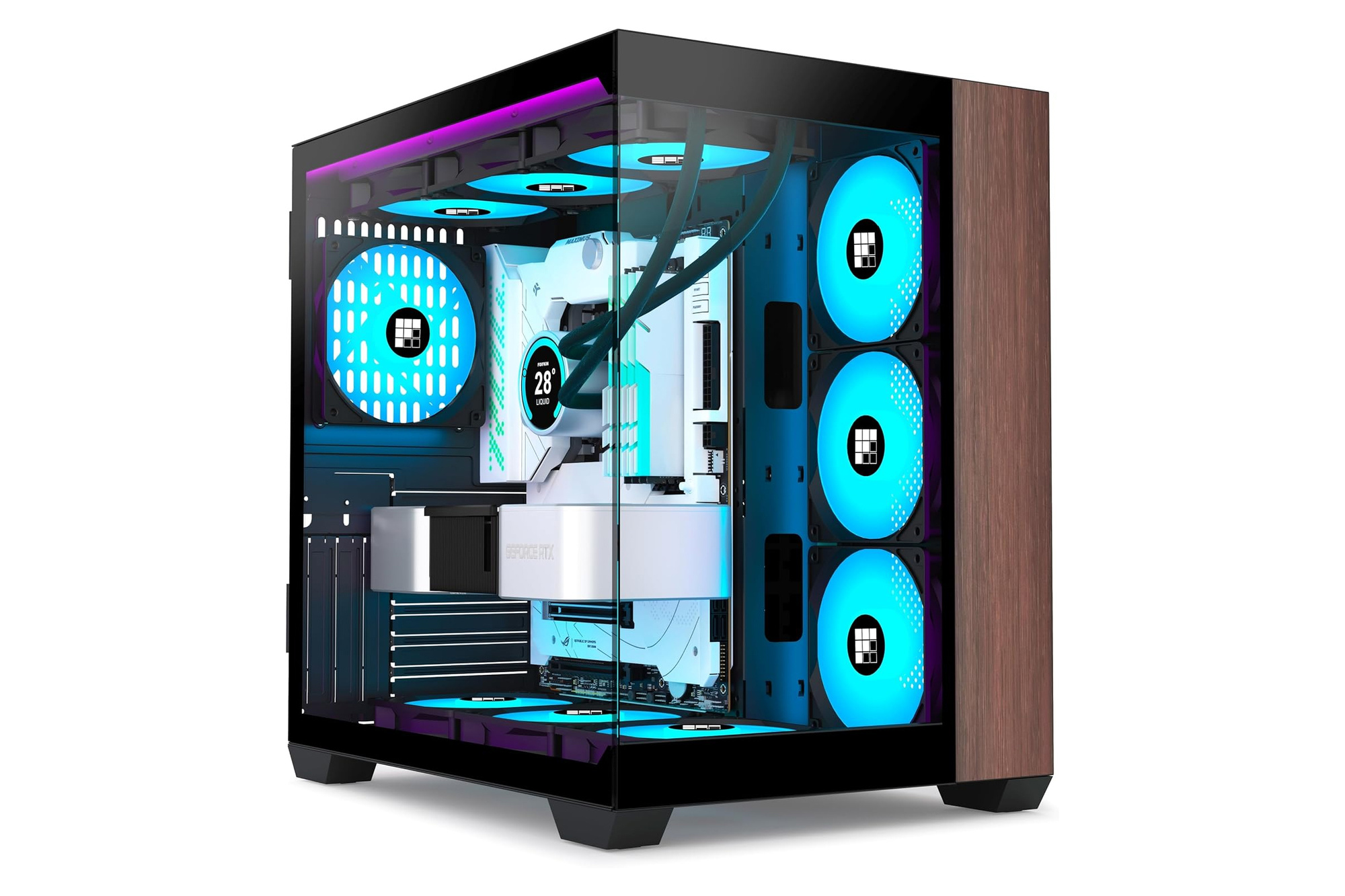 FOIFKIN M9 ATX Mid-Tower Gehäuse Walnuss-Front 270 Panoramaglas 3x ARGB Lüfter Schwarz