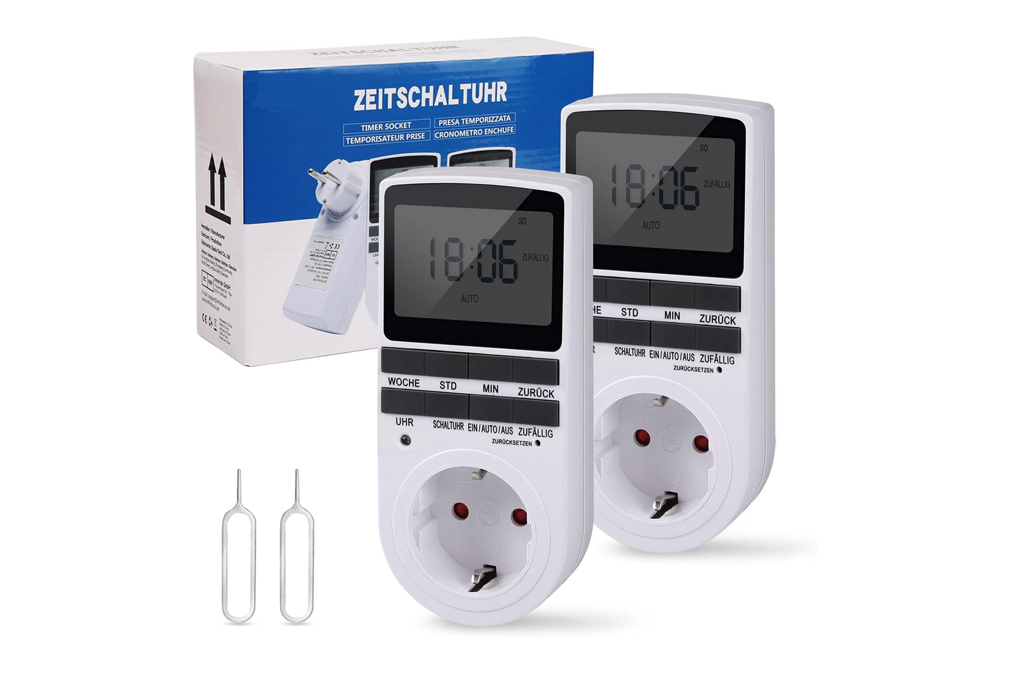 LCD-Timer Ein-/Ausschalter, deutsche Ausführung, 2 Stück.