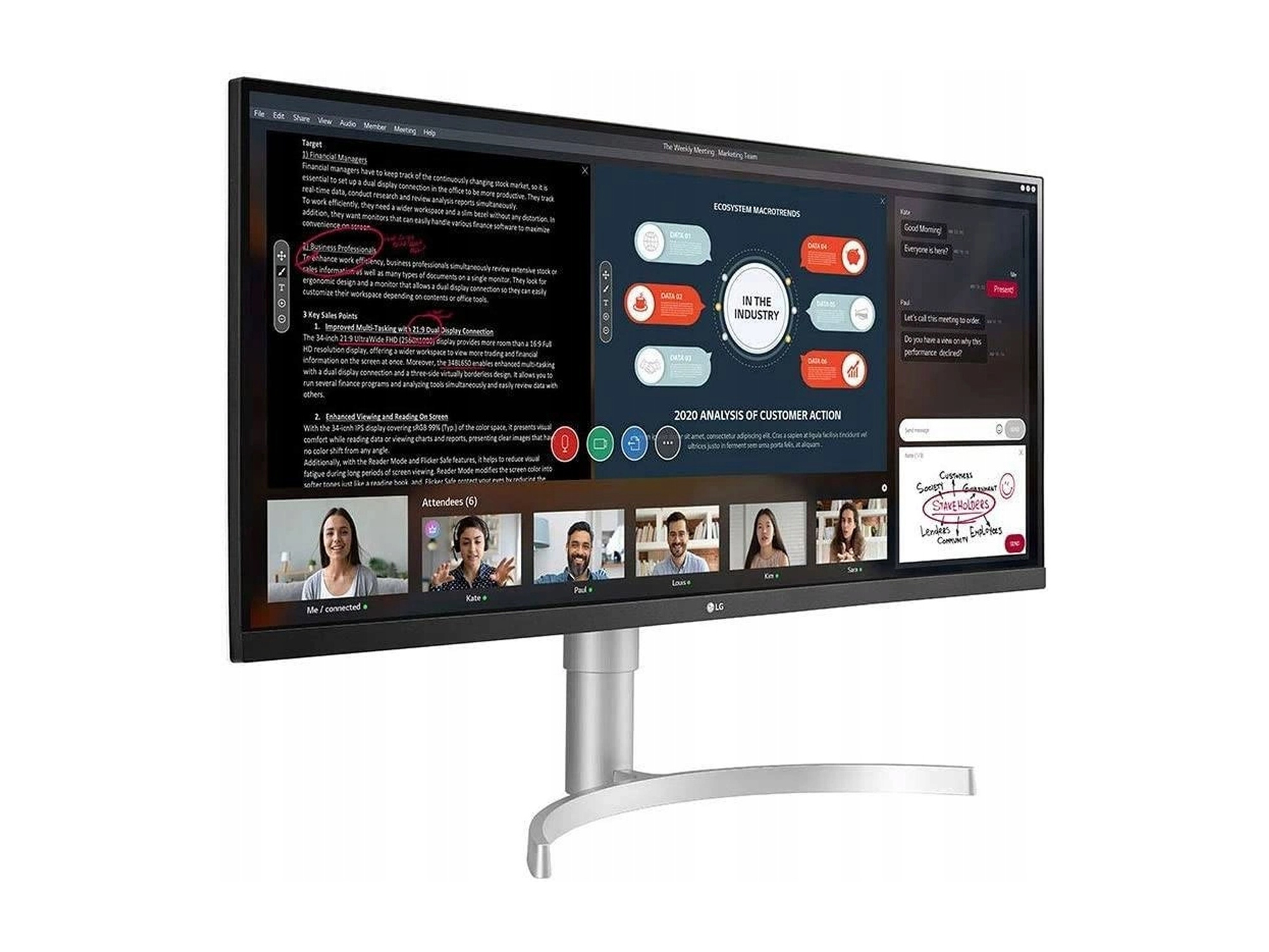 LG-Monitor 34 Zoll 21:9 UltraWide WFHD IPS VESA DisplayHDR 400 34WN650-W