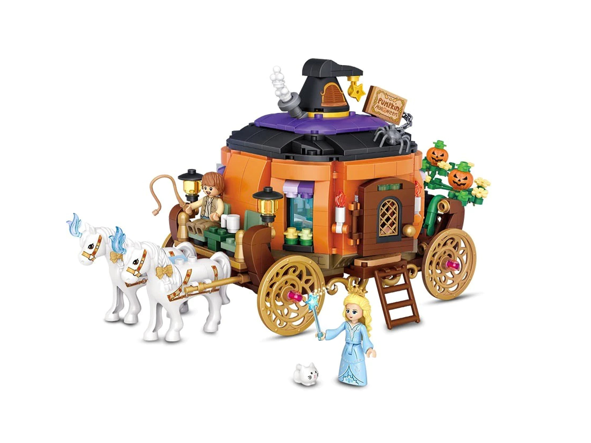 LOZ 1134 Halloween-Kürbiswagen, 839-teiliges Bauset