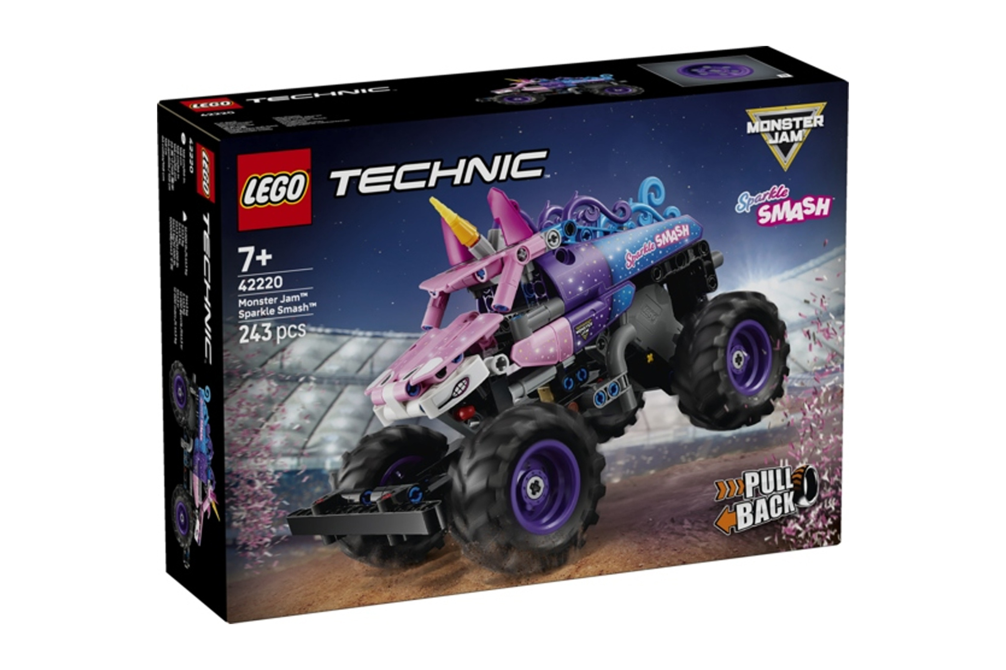 LEGO Technic 42220 Monster Jam Sparkle Smash Einhorn Truck Rückziehmotor