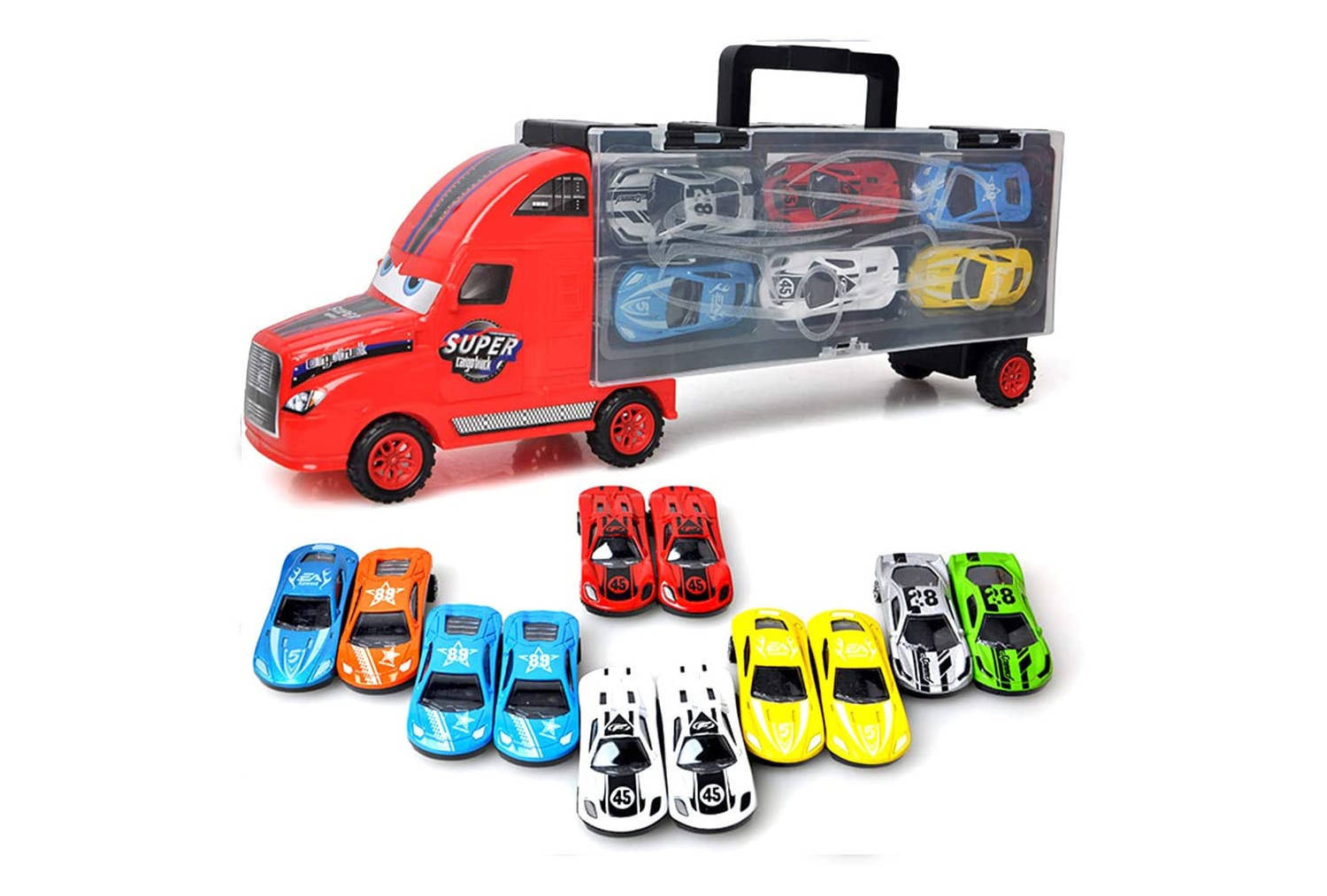 LKW mit 12 Kofferautos