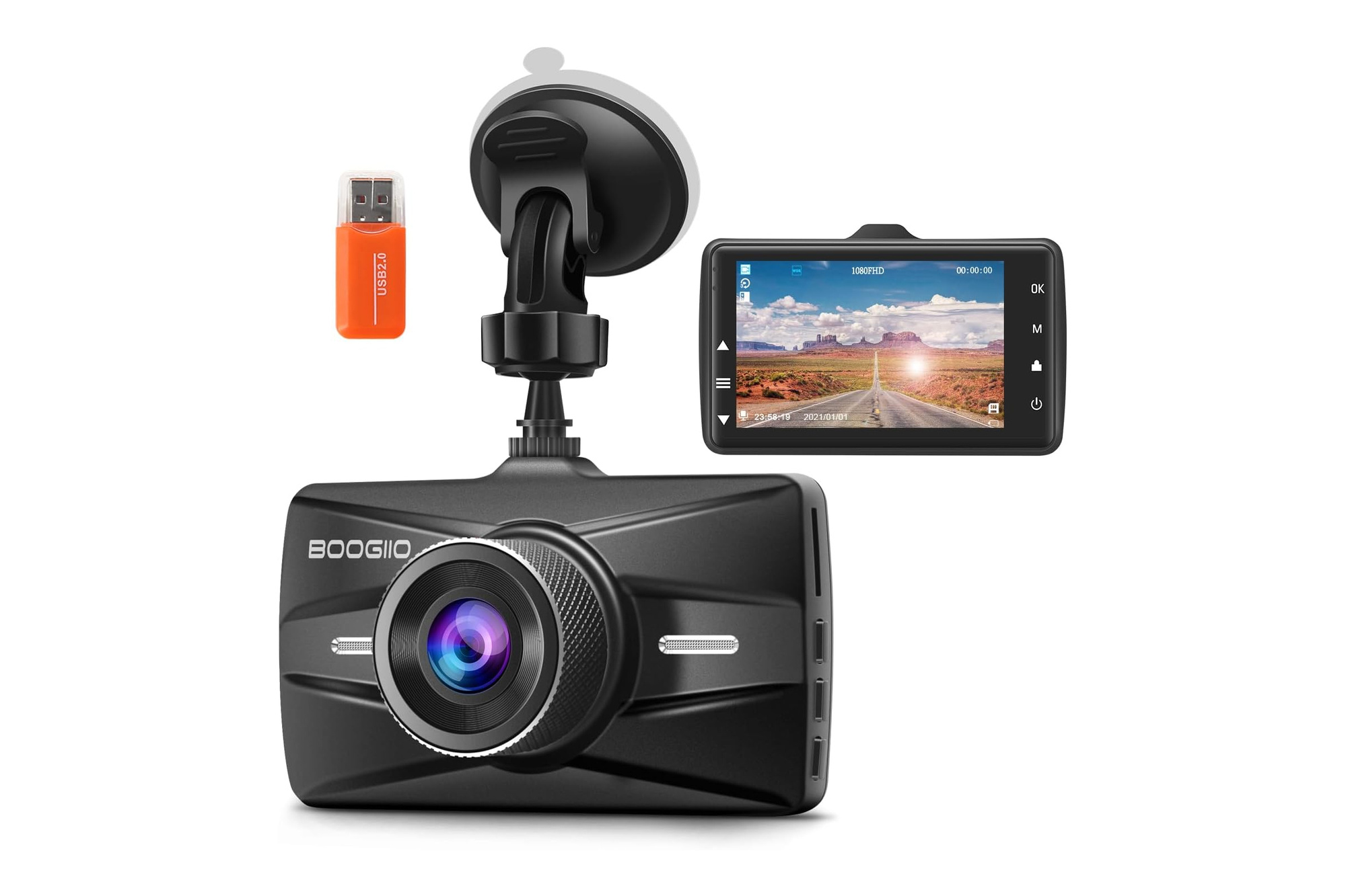 Dashcam 1080P Full HD Car Camera 3" IPS 170° Wide Angle Night Vision HDR