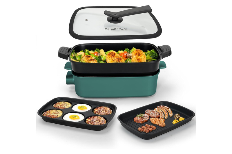 AEWHALE 3in1 Electric Grill Pan 1500W with Lid