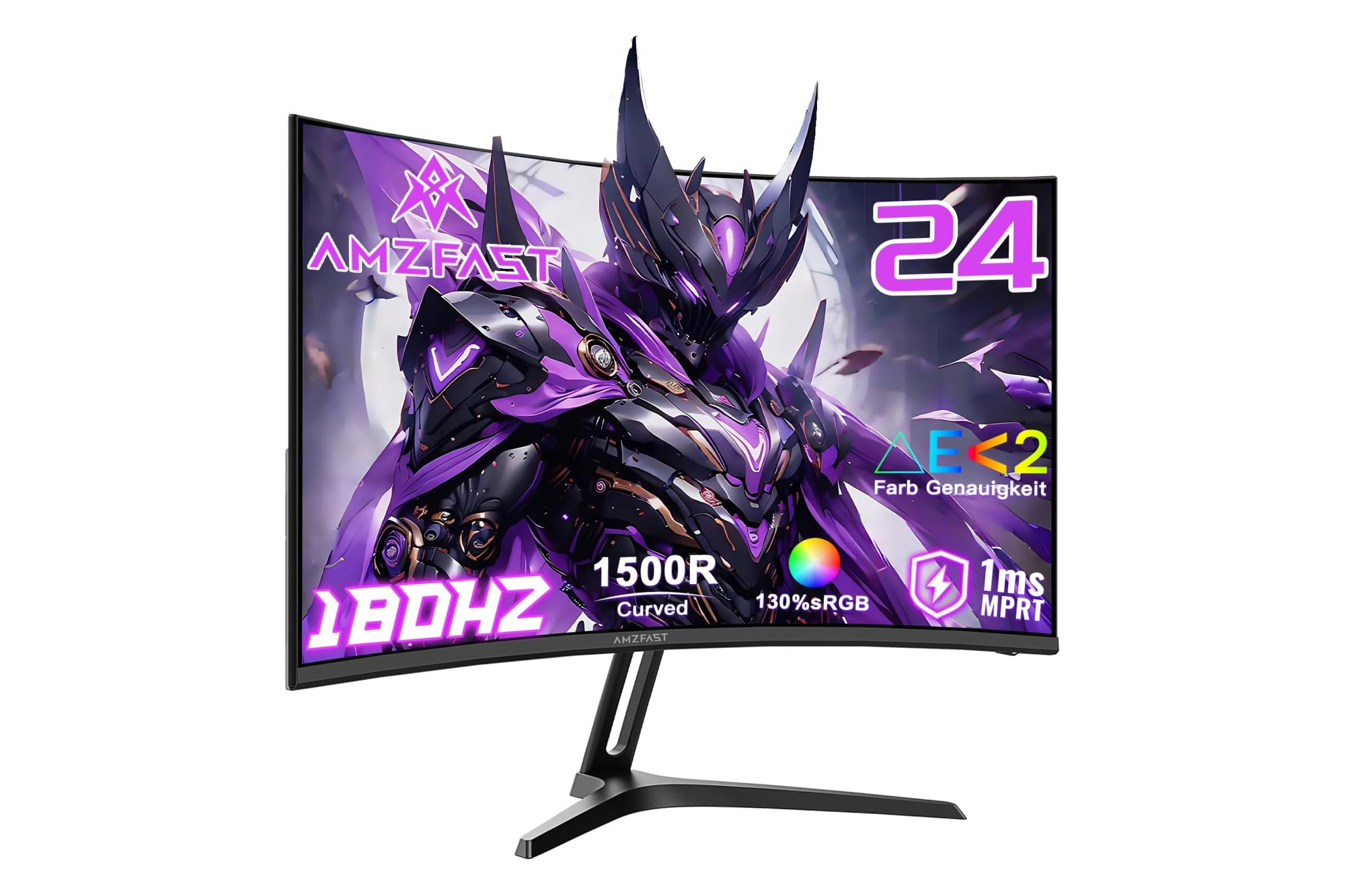 Amzfast 24 Inch Curved Gaming Monitor 180Hz 1ms FHD VA sRGB 130% Adaptive Sync