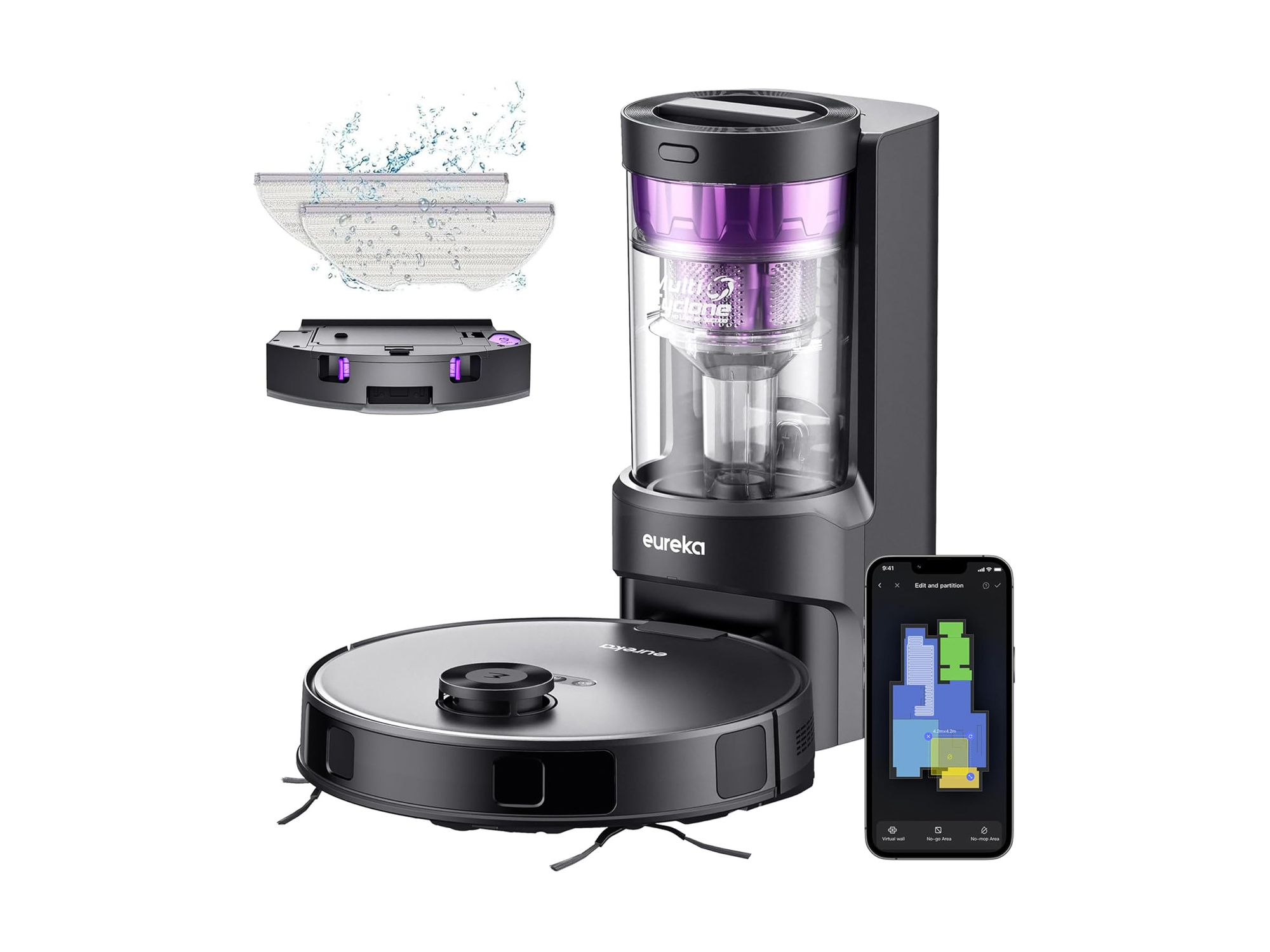 Eureka NER E10s Cleaning robot, mopping, self-cleaning, bagless