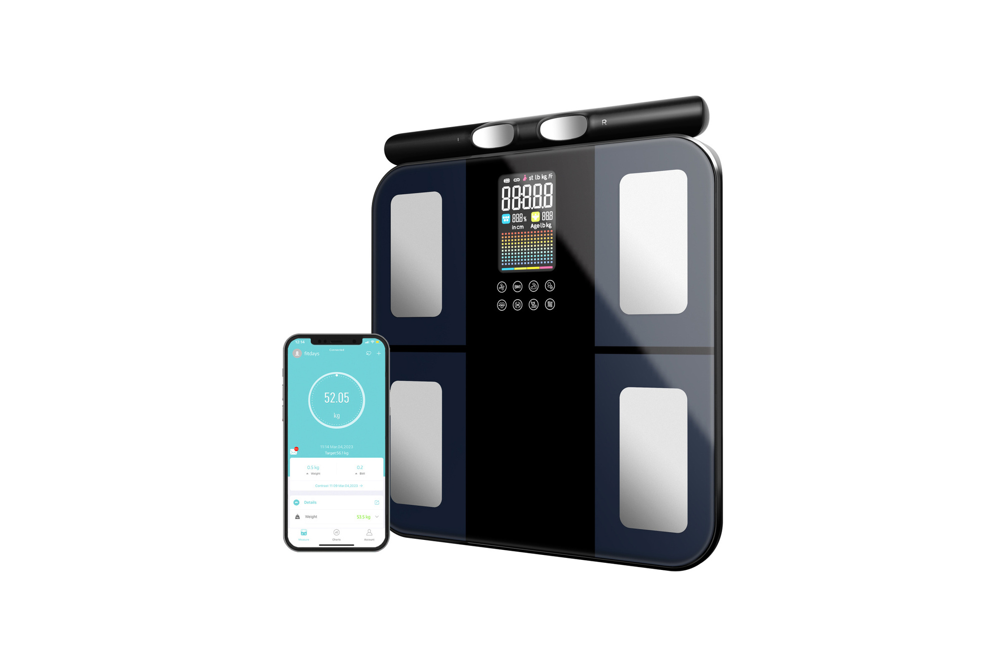 Welland Smart Body Fat Scale 8 Electrodes Analyzer App