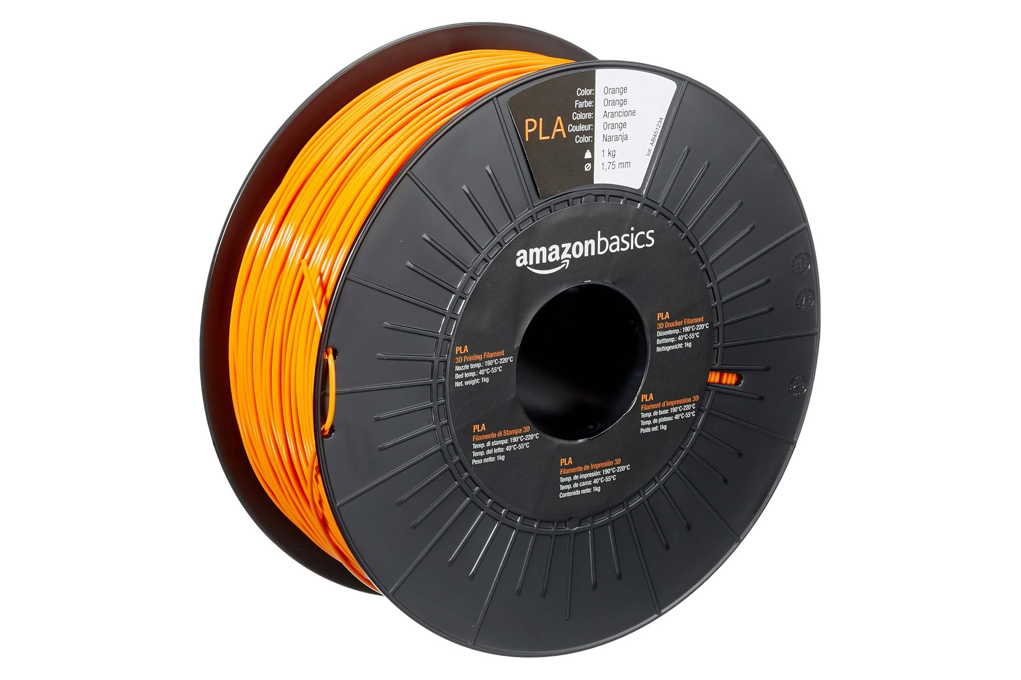 Amazon Basics PLA Filament for 3D Printers, 1.75mm 1kg Orange