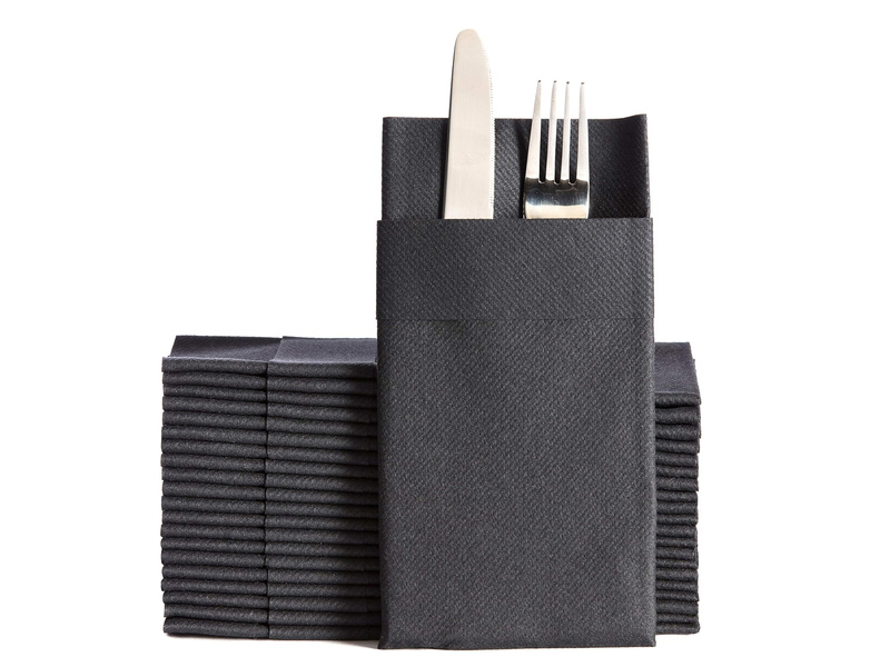 One's & Unique disposable napkins with pocket 40.6x40.6 cm, 50 pcs. Black