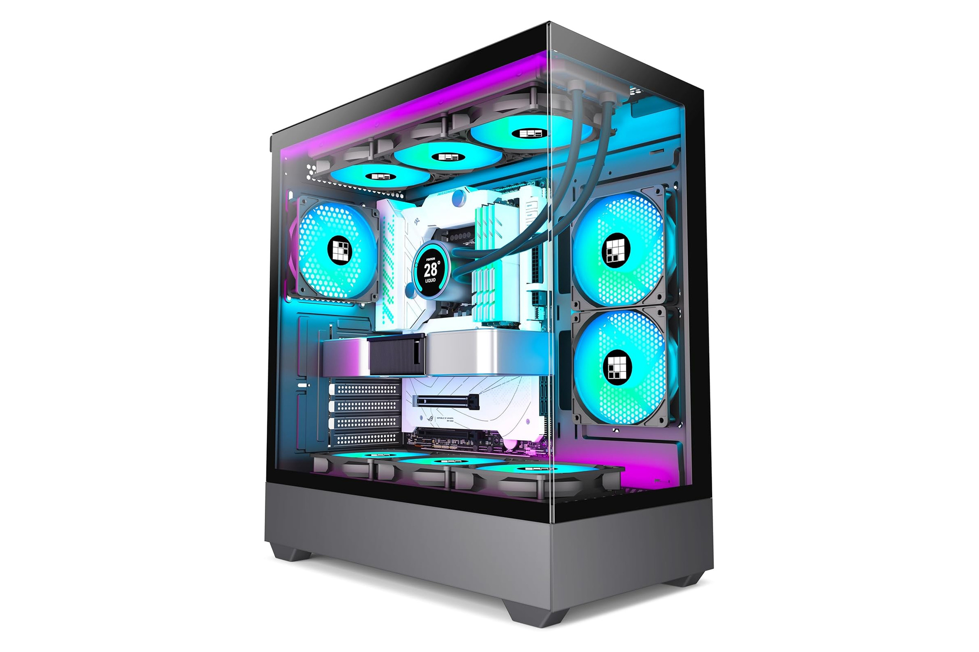 FOIFKIN F1 Black Gaming PC Case ATX Mid-Tower 6x PWM ARGB Fans USB-C