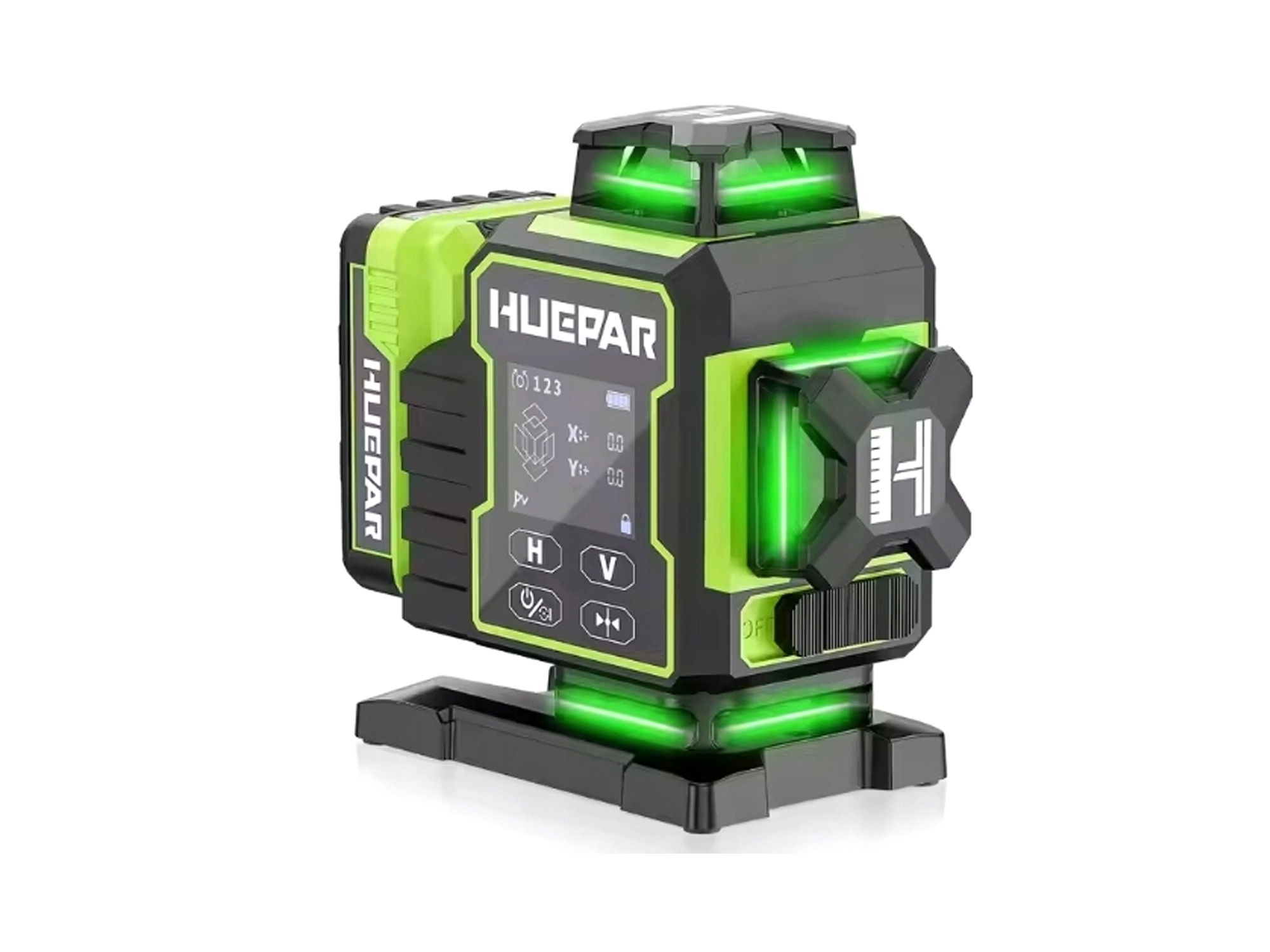 Huepar W04CG 4D Laser Level 4x360 Motorized Base Bluetooth LCD