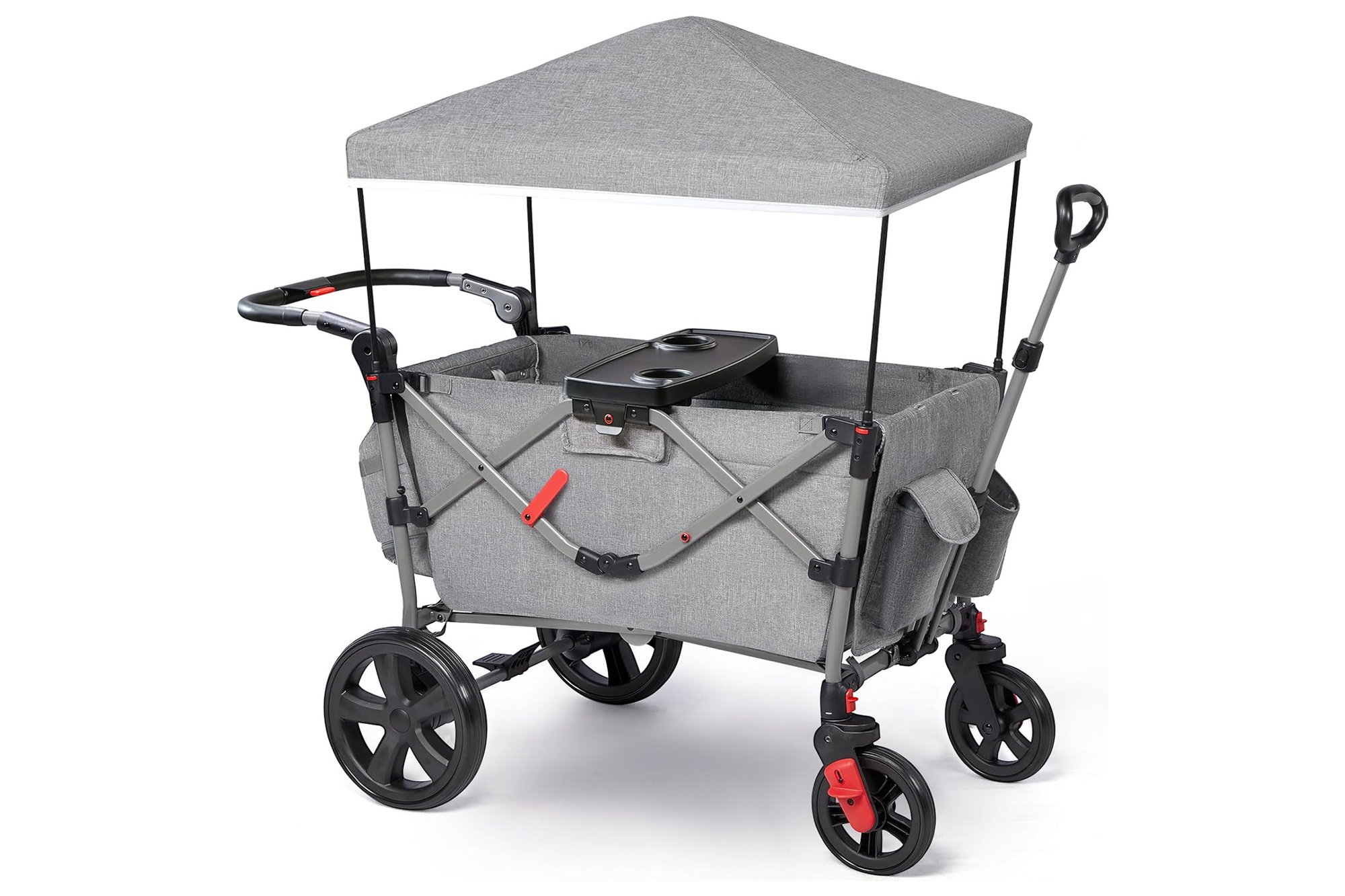 Ever Advanced Folding Stroller for 2 Children with Roof, Gray