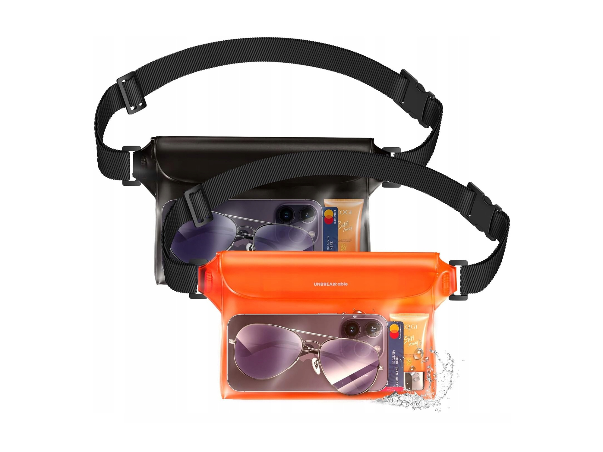 UnbreakCable UBZT498 Waterproof Phone Bag Case Set of 2 with Strap