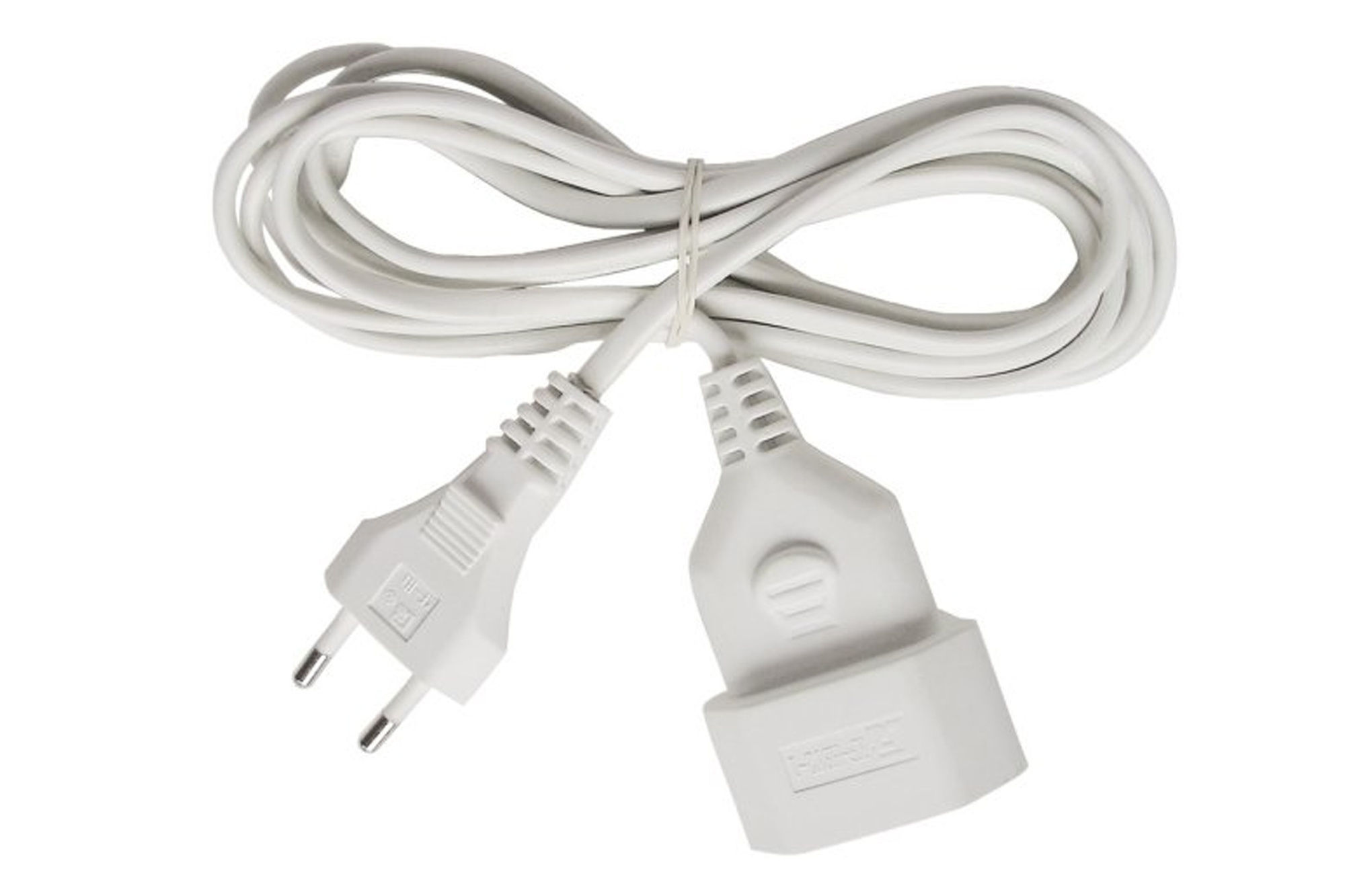 Plastic extension cord 5m white H03VVH2-F 2x0.75