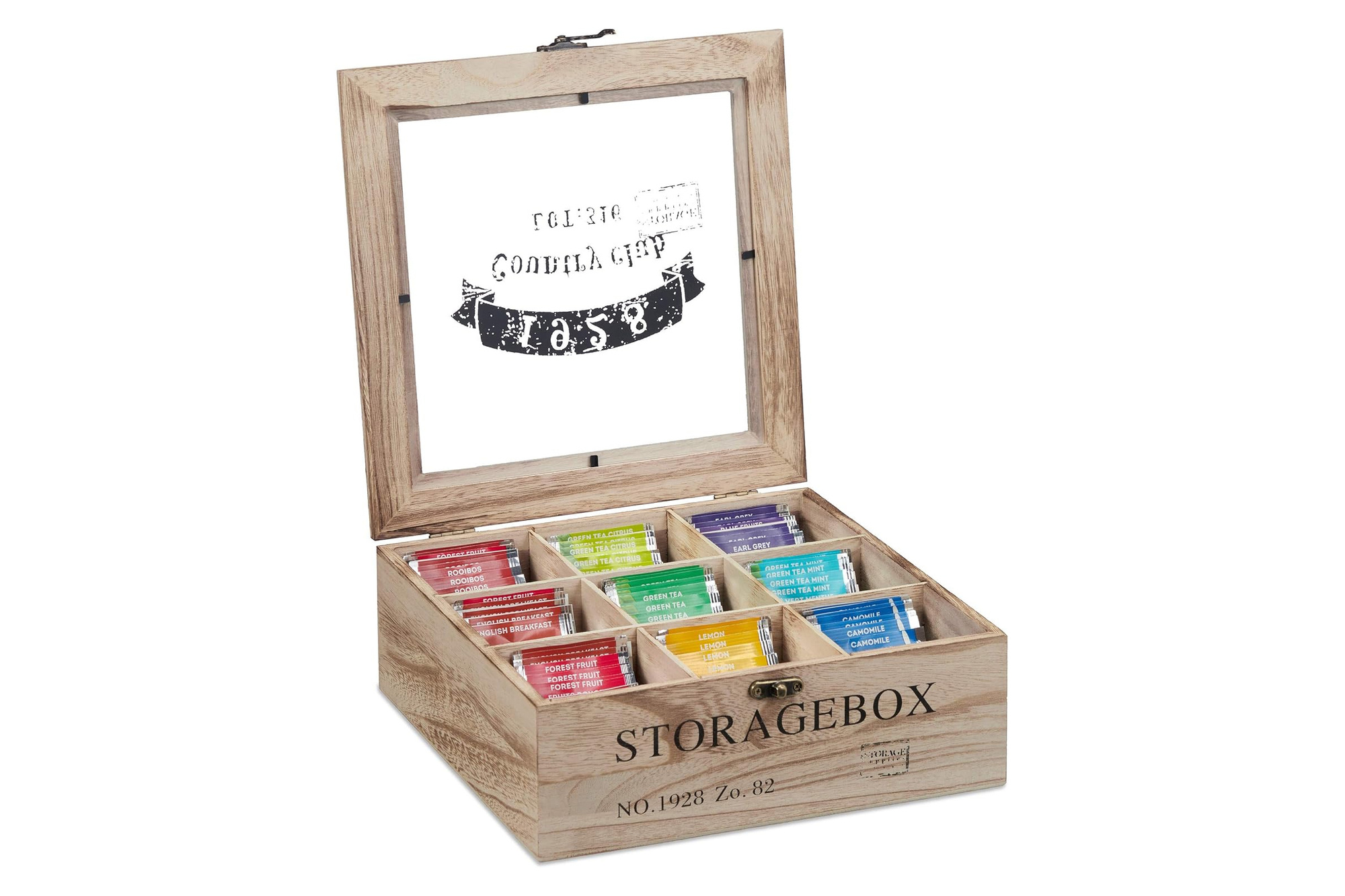 Relaxdays Wooden tea box with 9 compartments