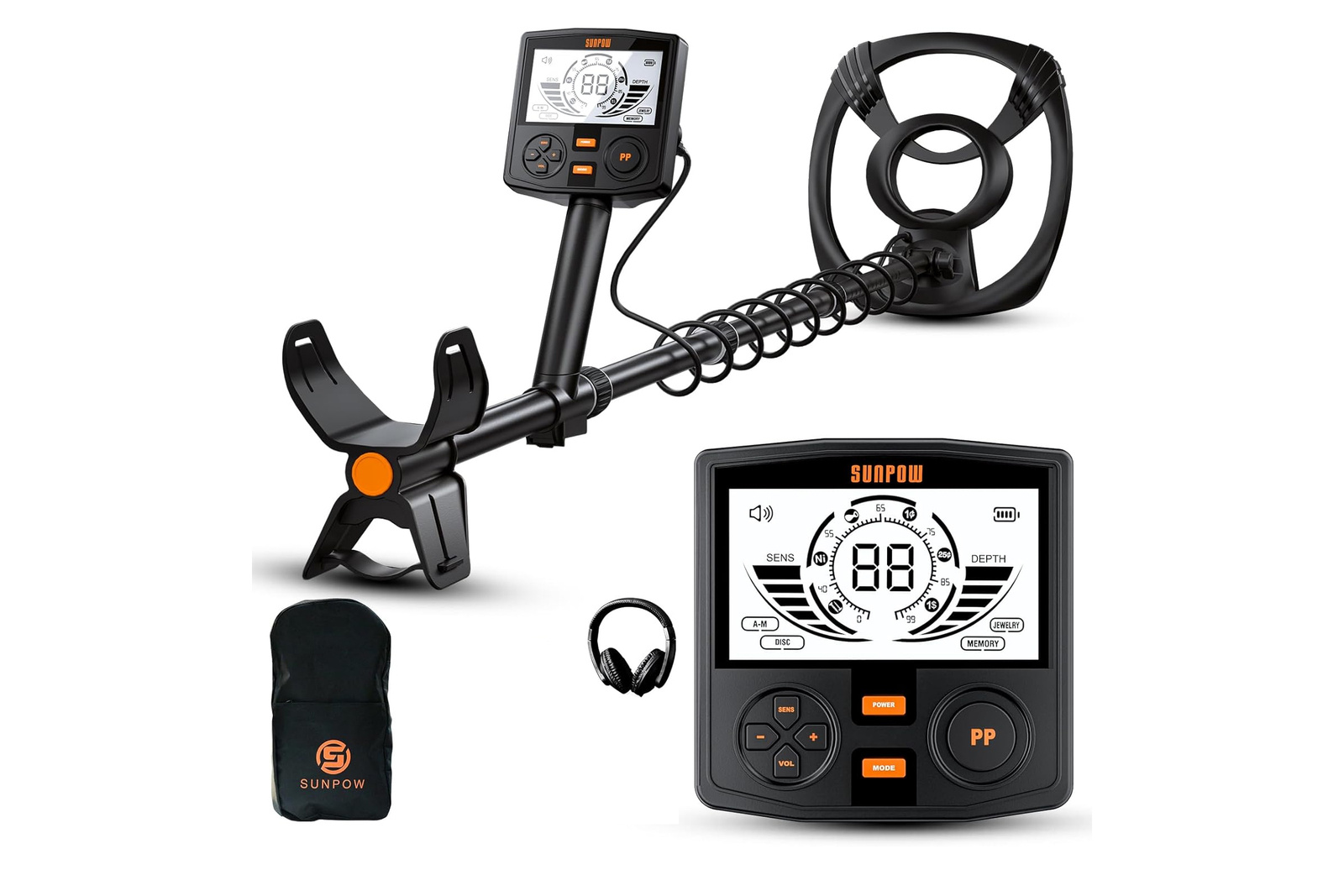 SUNPOW OT-MD14 Professional Metal Detector 12 Inch Coil LCD