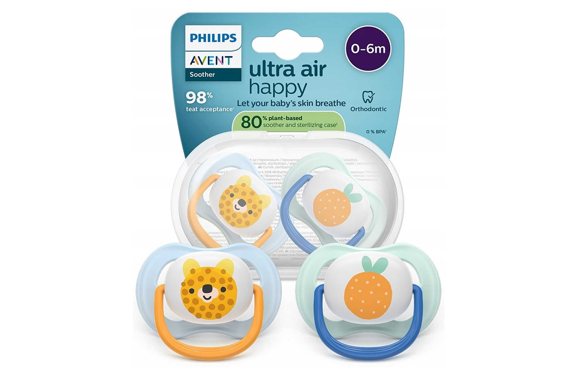 Philips Avent SCF080/23 Ultra Air Happy Boy Pacifiers 0-6m 2 pcs