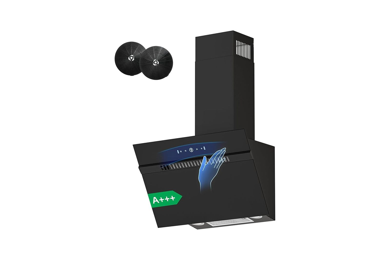 FIREGAS 60cm Inclined Cooker Hood 684m3/h A+++ 9 Speeds Touch Gesture Control Black