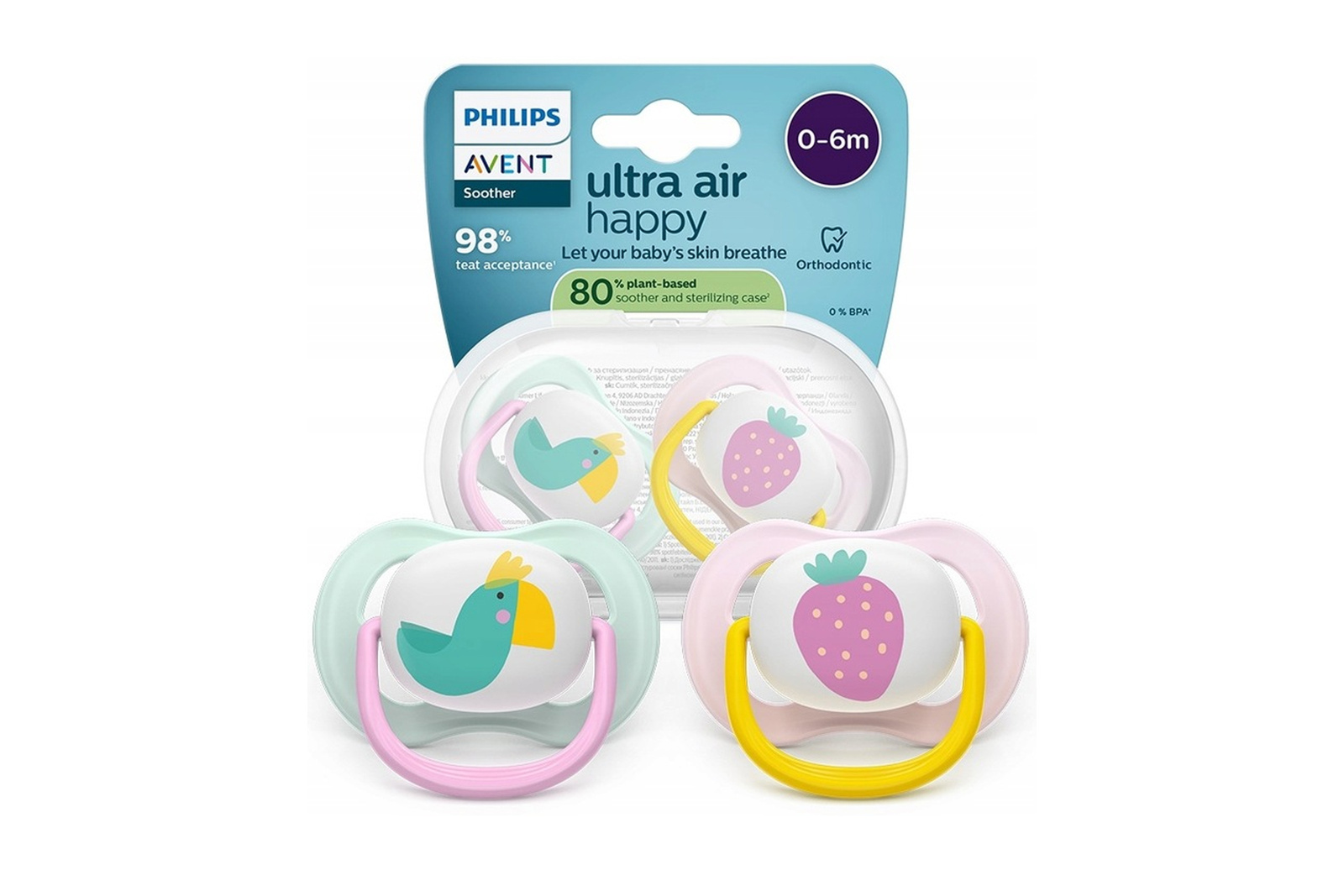 Philips Avent SCF080/24 Smoczki Ultra Air Happy Girl 0-6m 2szt