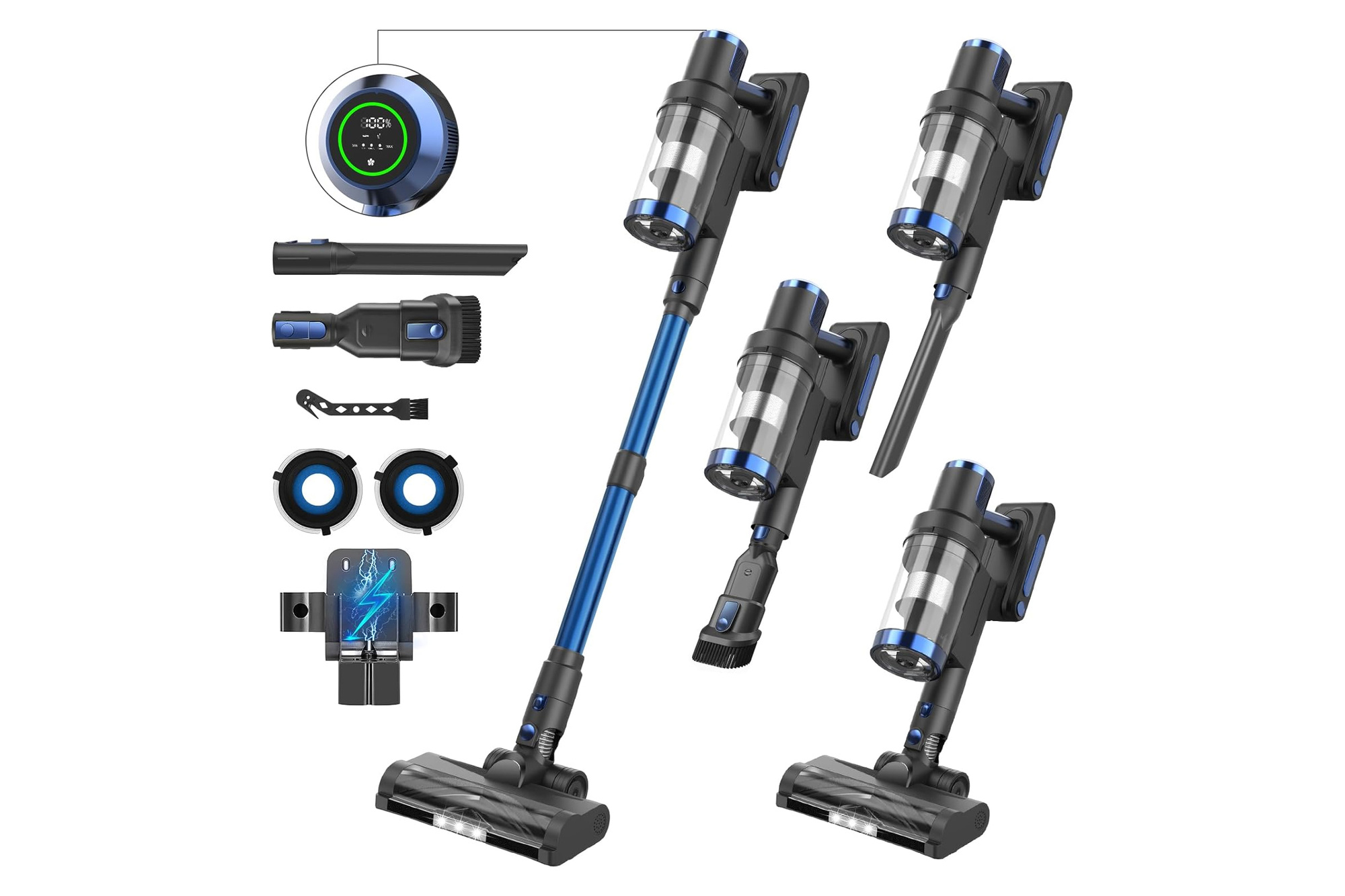 Nigecue Cordless Vacuum Cleaner 550W 45kPa 60min Runtime 1.5L Dustbin