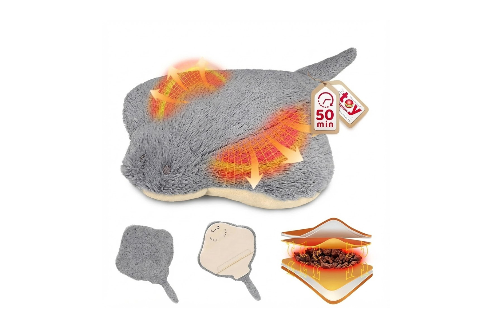 MeWaii Stingray Plush Microwave Heating Pad Pain Relief Cramps 50 Min