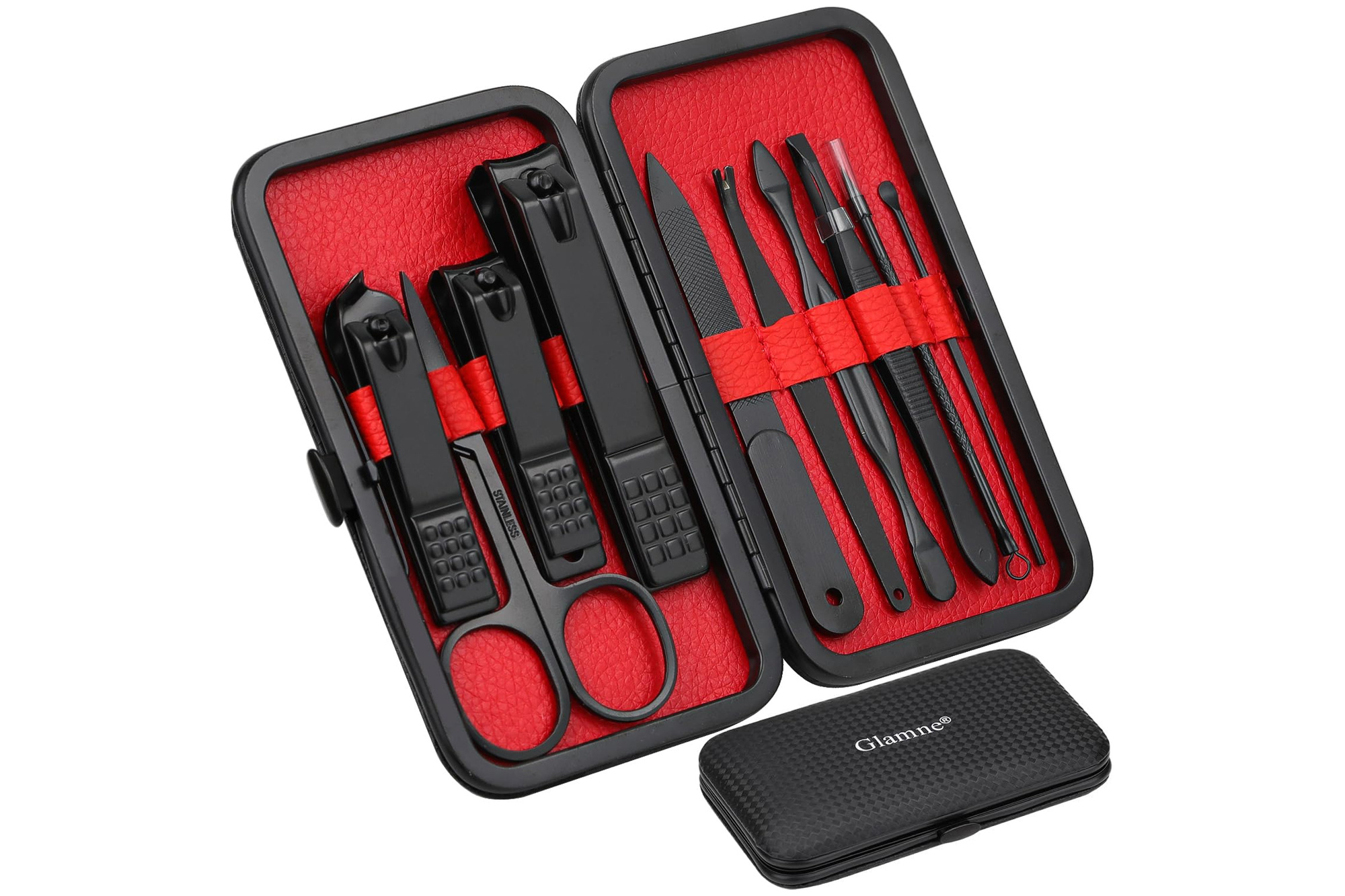 GLAMNE 046 10-in-1 Maniküre-Set Edelstahl schwarzes Etui