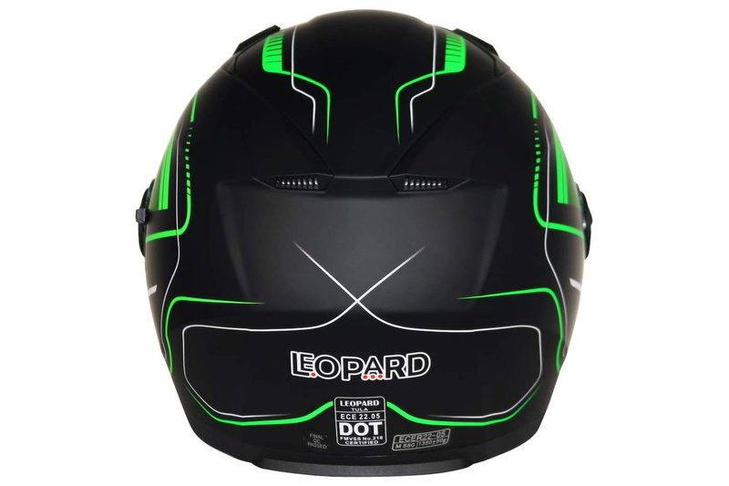 Kask motocyklowy Leopard LEO608 Black/Green Roz M