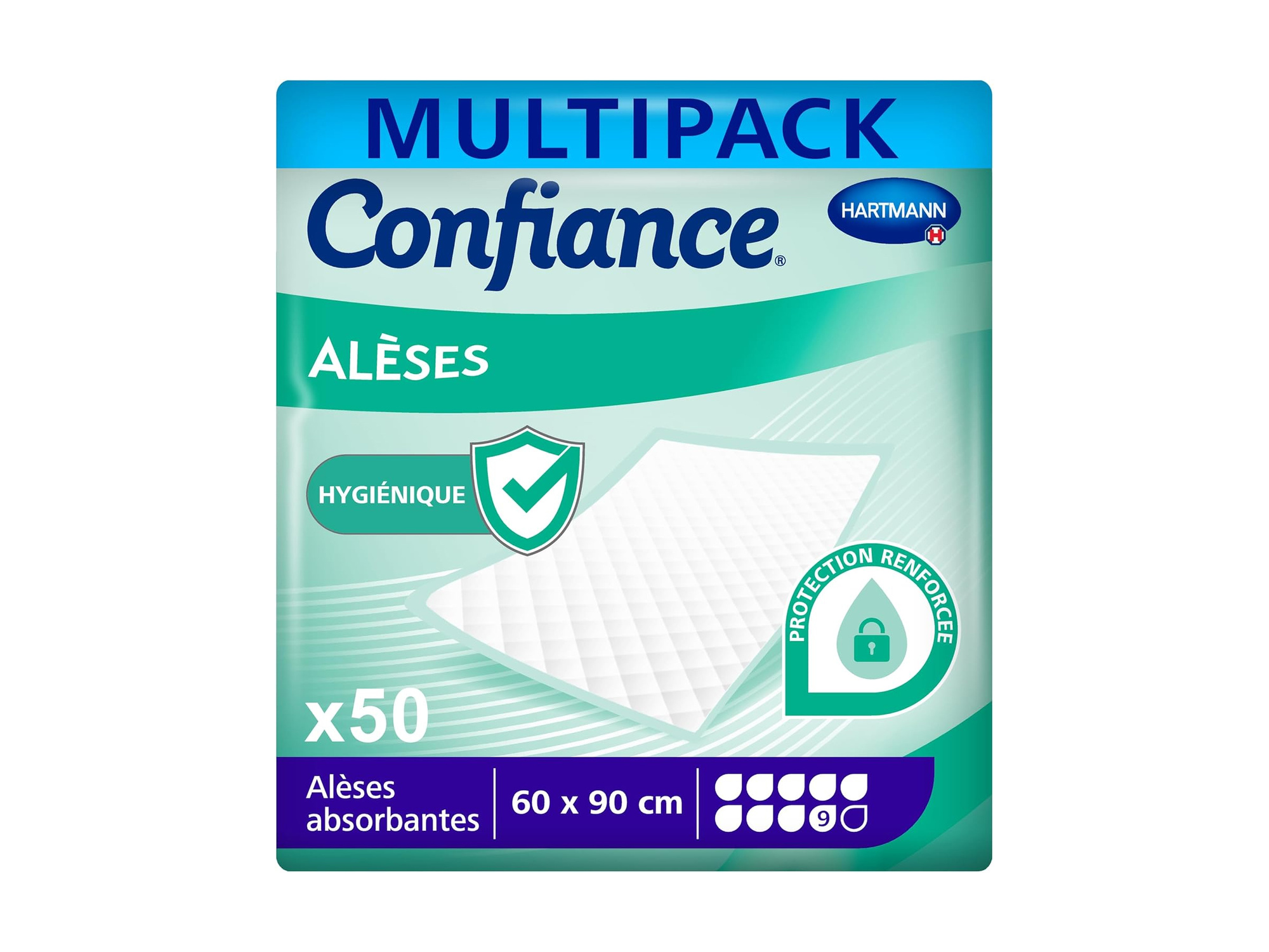 Confiance Absorptionskissen 60x90 cm 9 Tropfen 50 Stück.