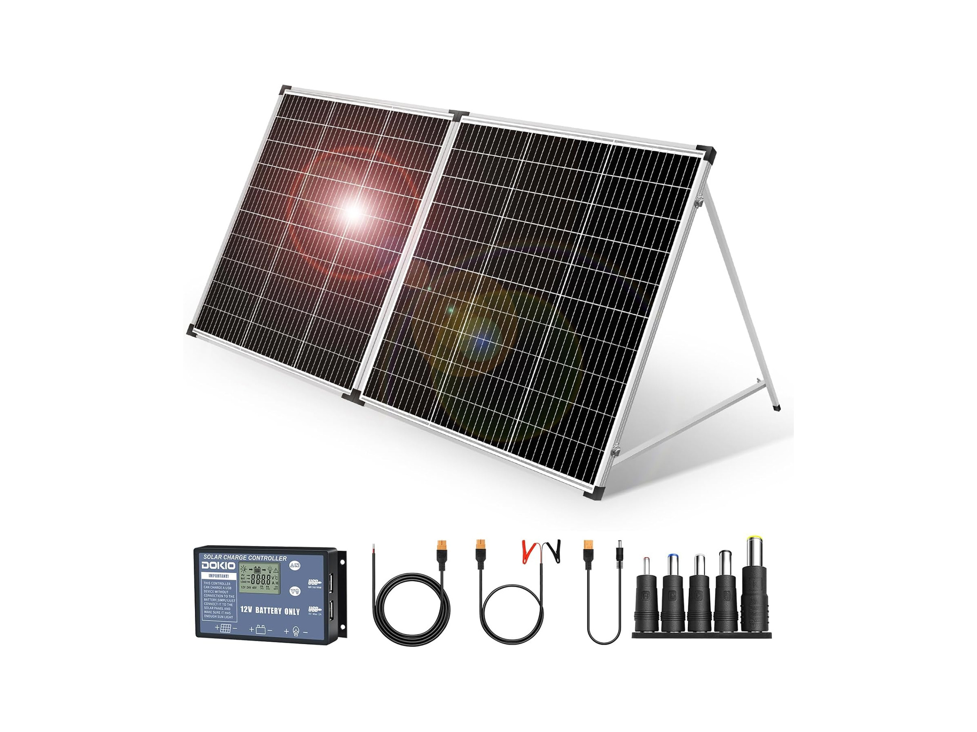 DOKIO Walizka solarna 200W 18V Monokrystaliczna Przenośna