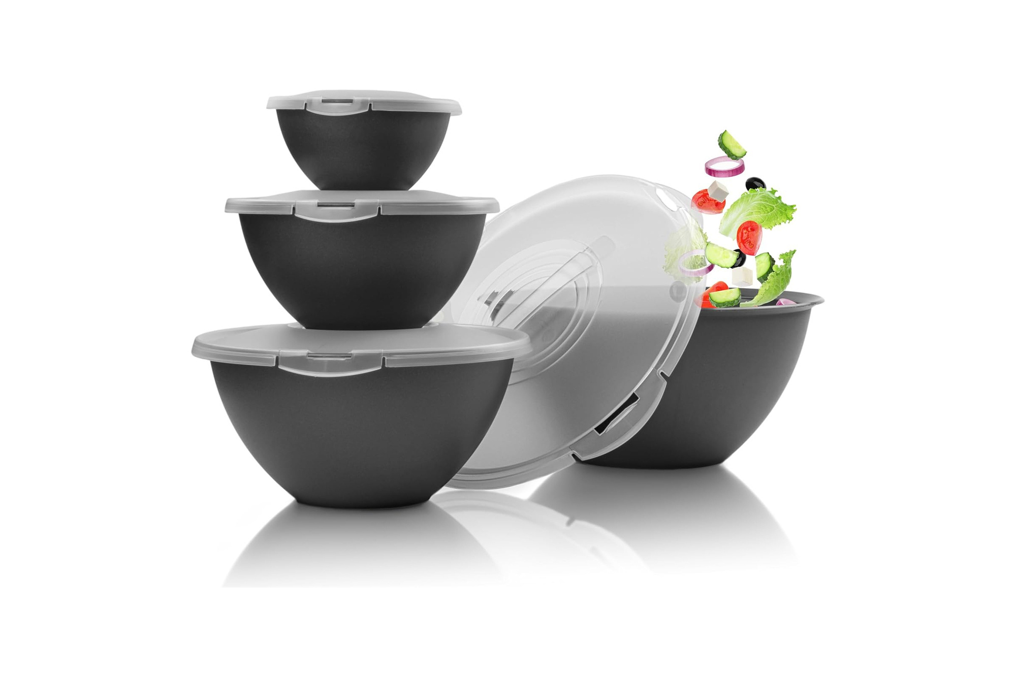 Hausfelder Zestaw dużych misek do sałatek 8-częściowy Antracyt