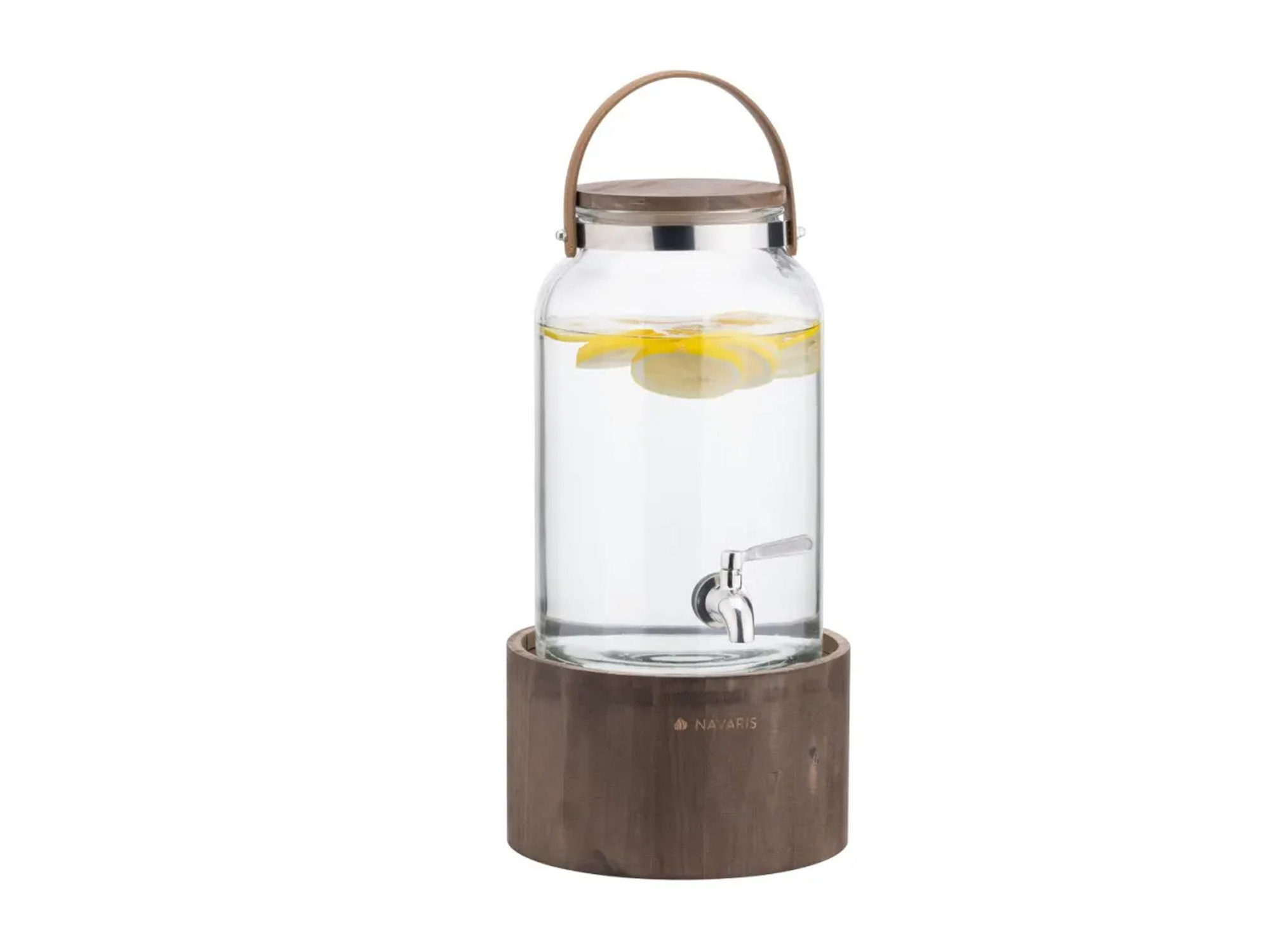 Navaris 5,6L Spender mit Holzsockel und Edelstahlhahn
