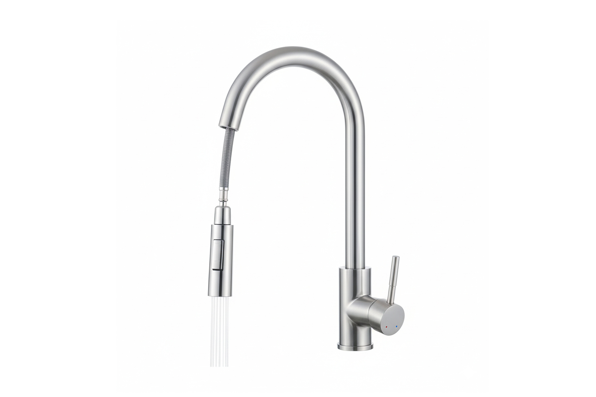 Lonheo kitchen tap with 360° pull-out spout, brushed steel
