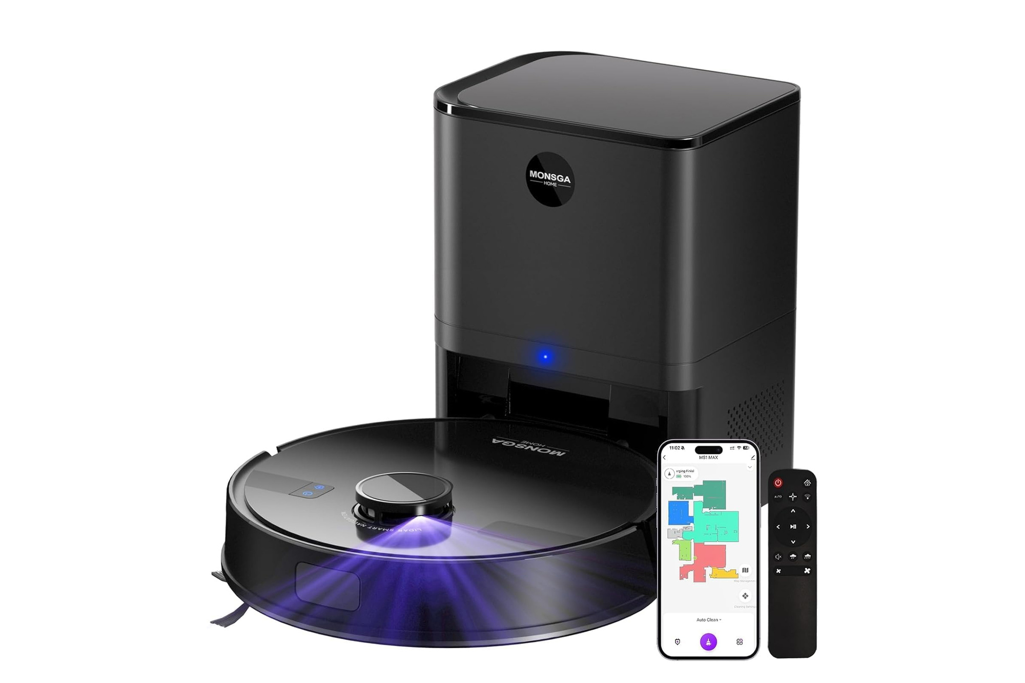 Robot sprzątający MONSGA MS1 MAX stacja opróżniająca LiDAR 6000Pa