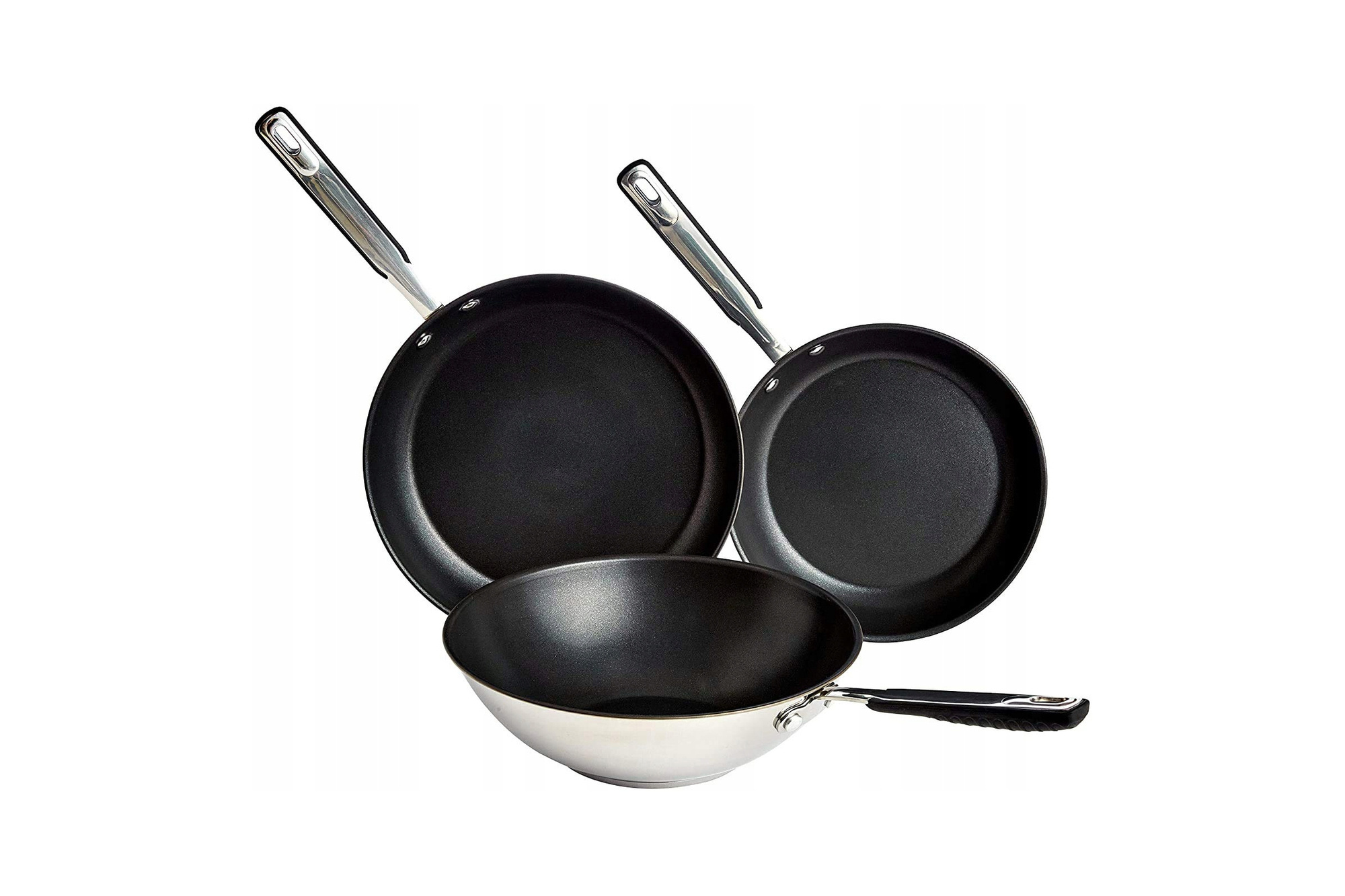 3-częściowy zestaw patelni wok Amazon Basics 24,28,28cm