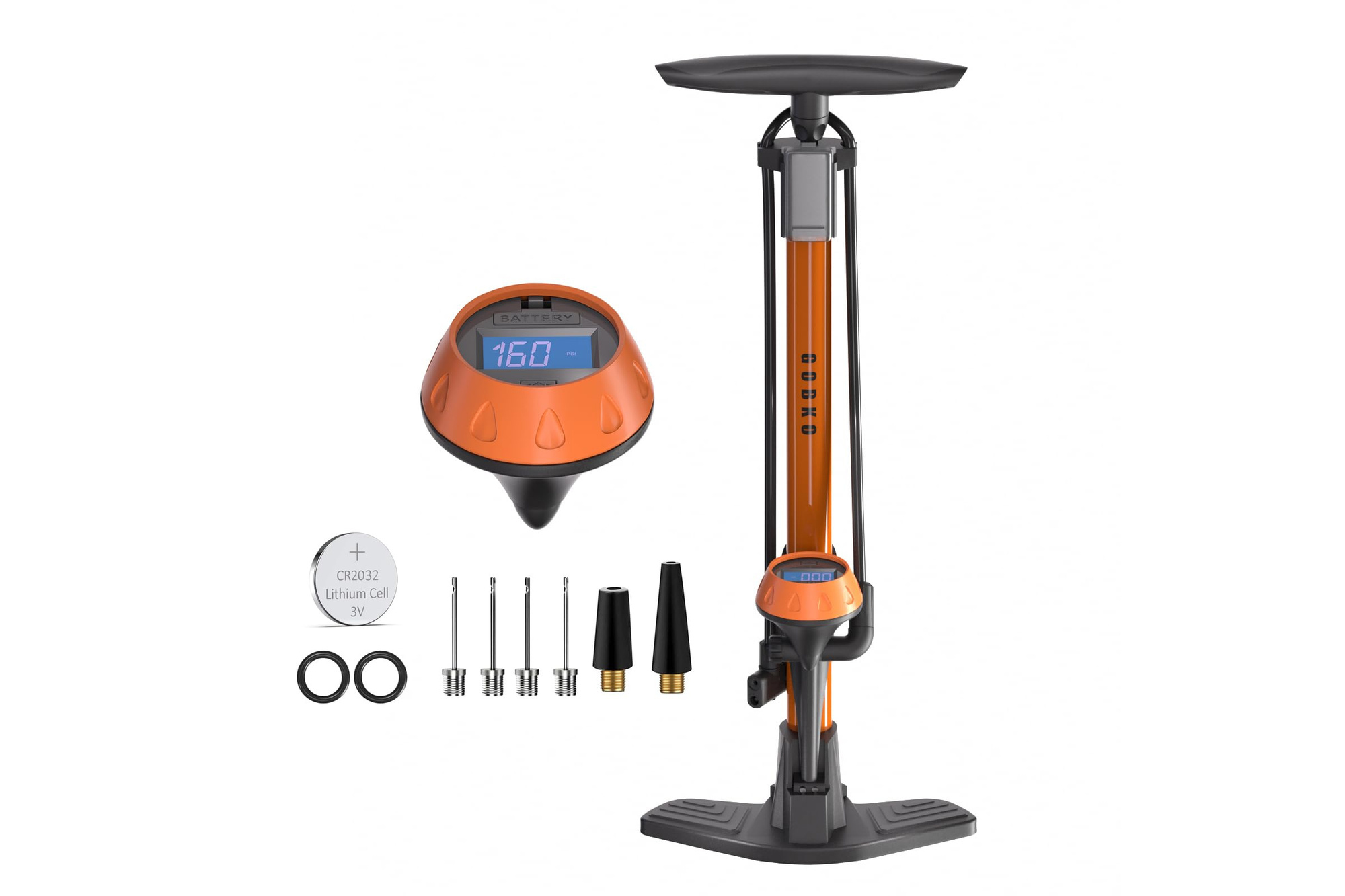 GOBKO Fahrradpumpe mit Manometer, Stahl, 160 psi