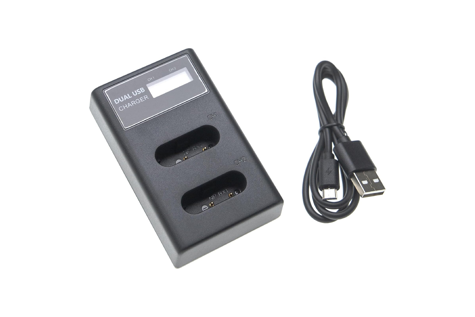 Ładowarka podwójna do akumulatorów Sony NP-BX1 USB z wyświetlaczem