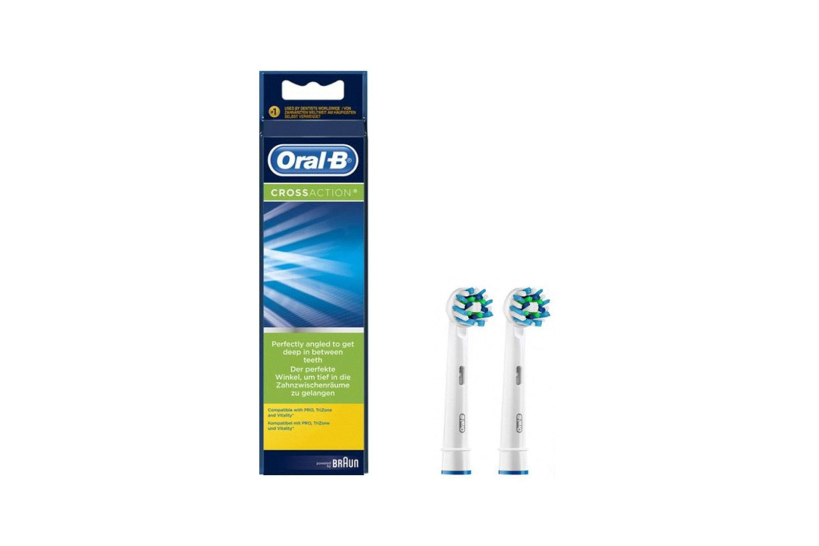 New Original Oral-B 2x Replacement Brush Heads Cross Action EB50-2 White EB50