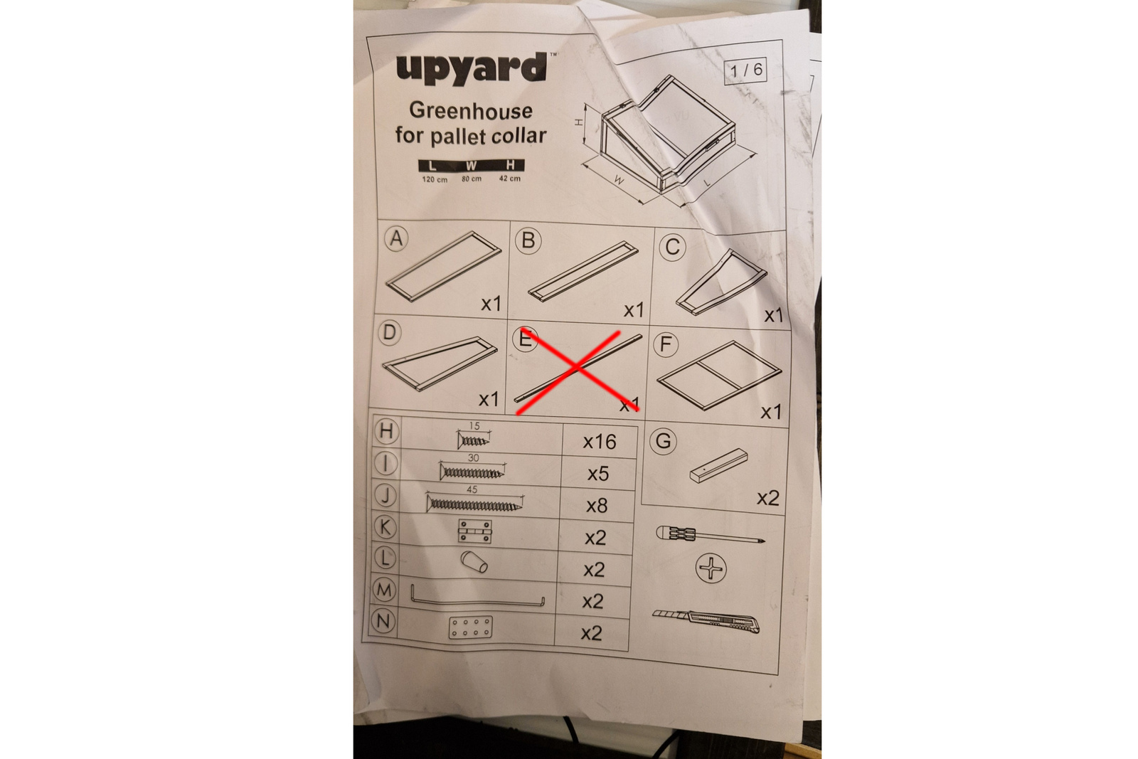 Wooden greenhouse frame 120x80x40cm