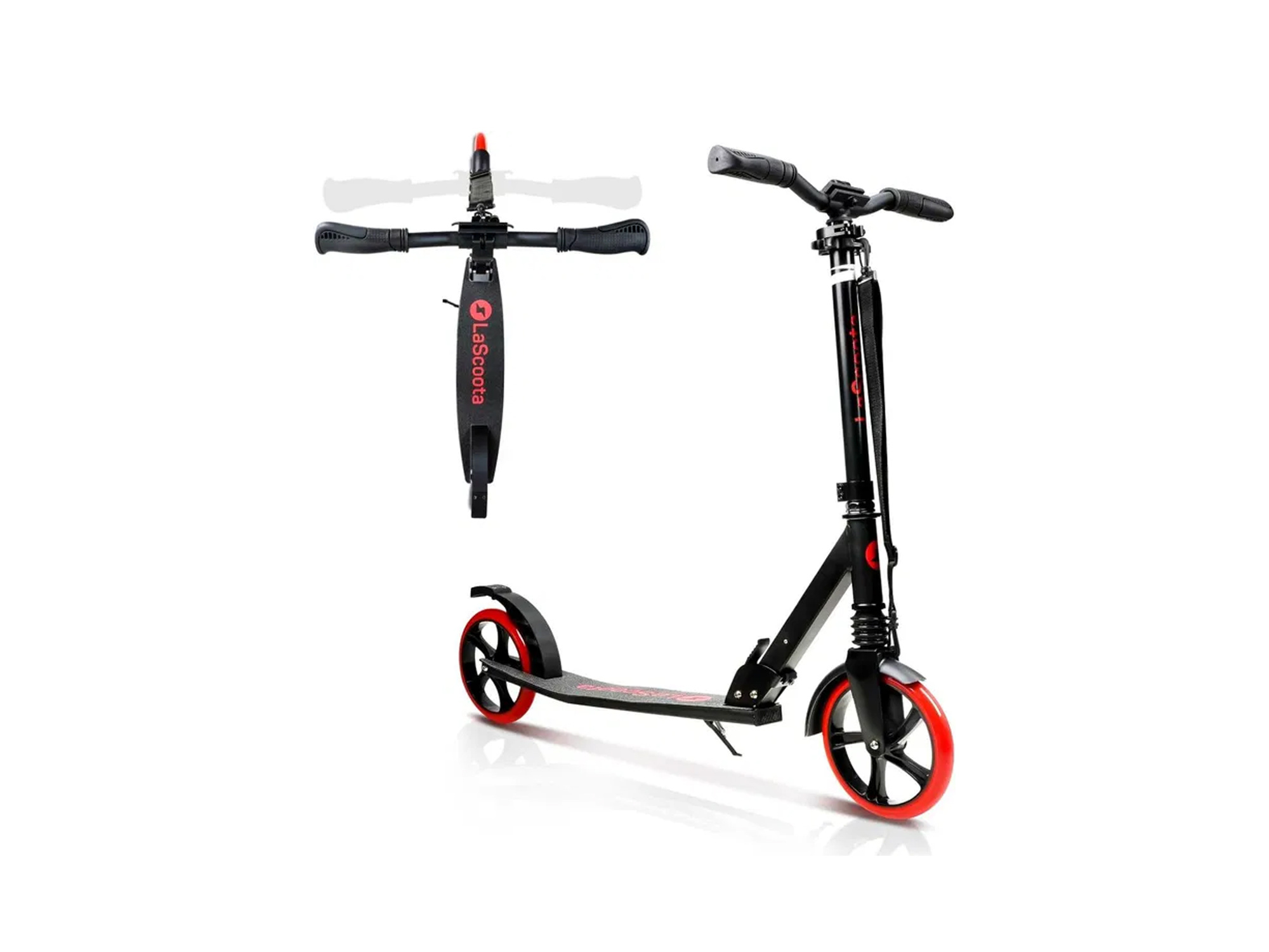 Hulajnoga młodzieżowa Lascoota czerwono-czarna 20 cm składana