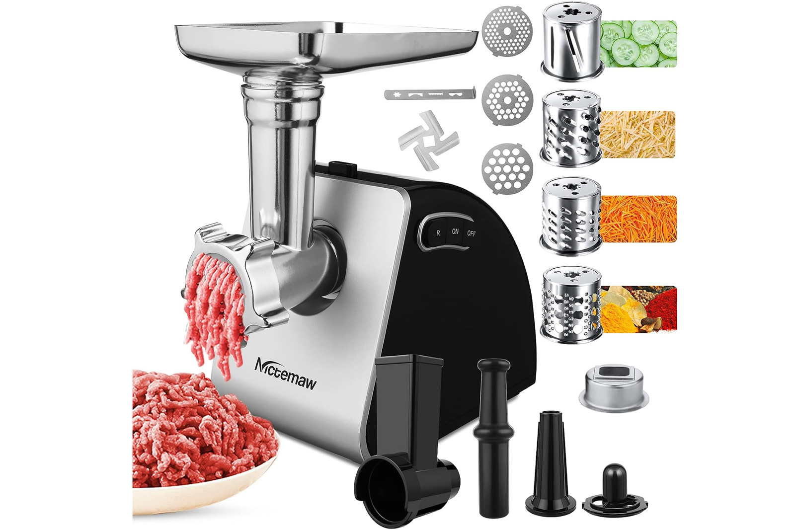 Nictemaw AMB005486 Meat Grinder 2000W Silver Gray