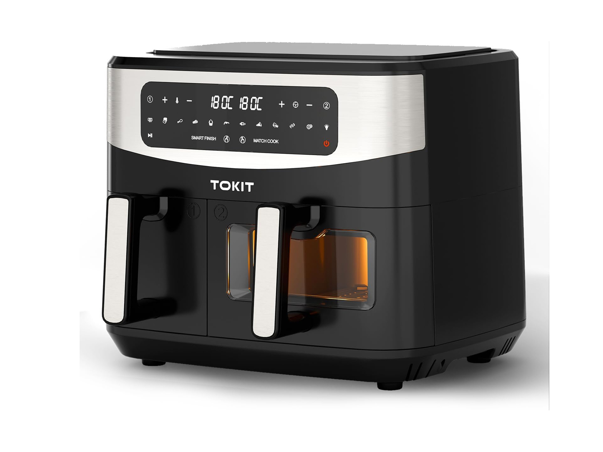 TOKIT TKZ031EU Doppel-Heißluftfritteuse 4+6 l mit 12 Programmen