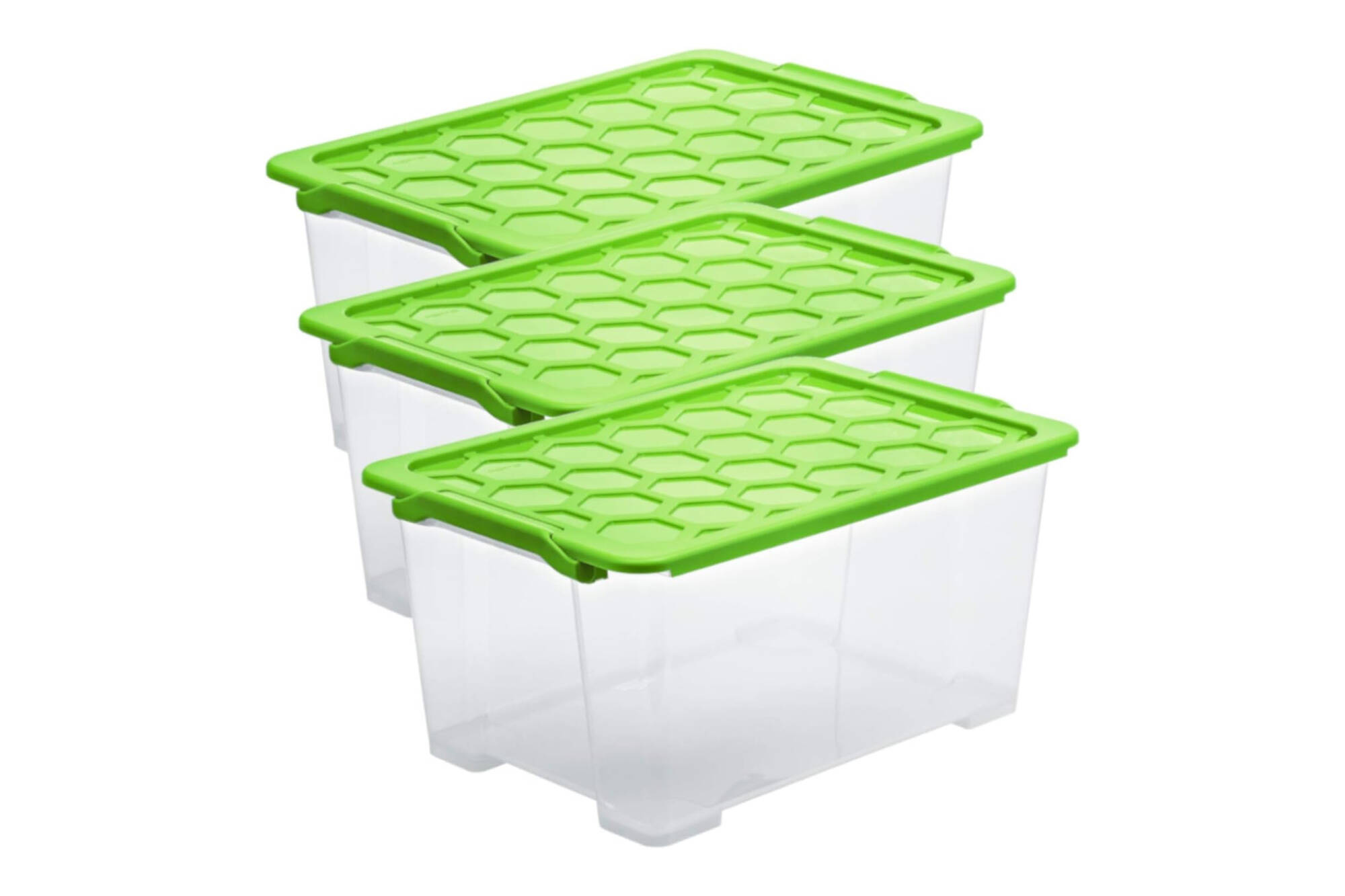 Rotho 10081 Set of 3 storage boxes 44l with lid