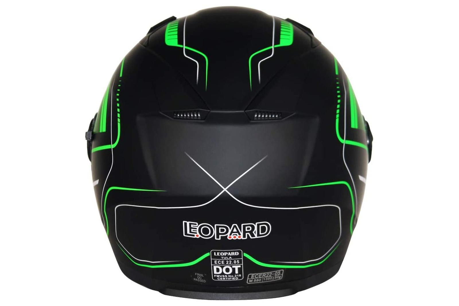 Kask motocyklowy Leopard LEO608 Black/Green Roz M
