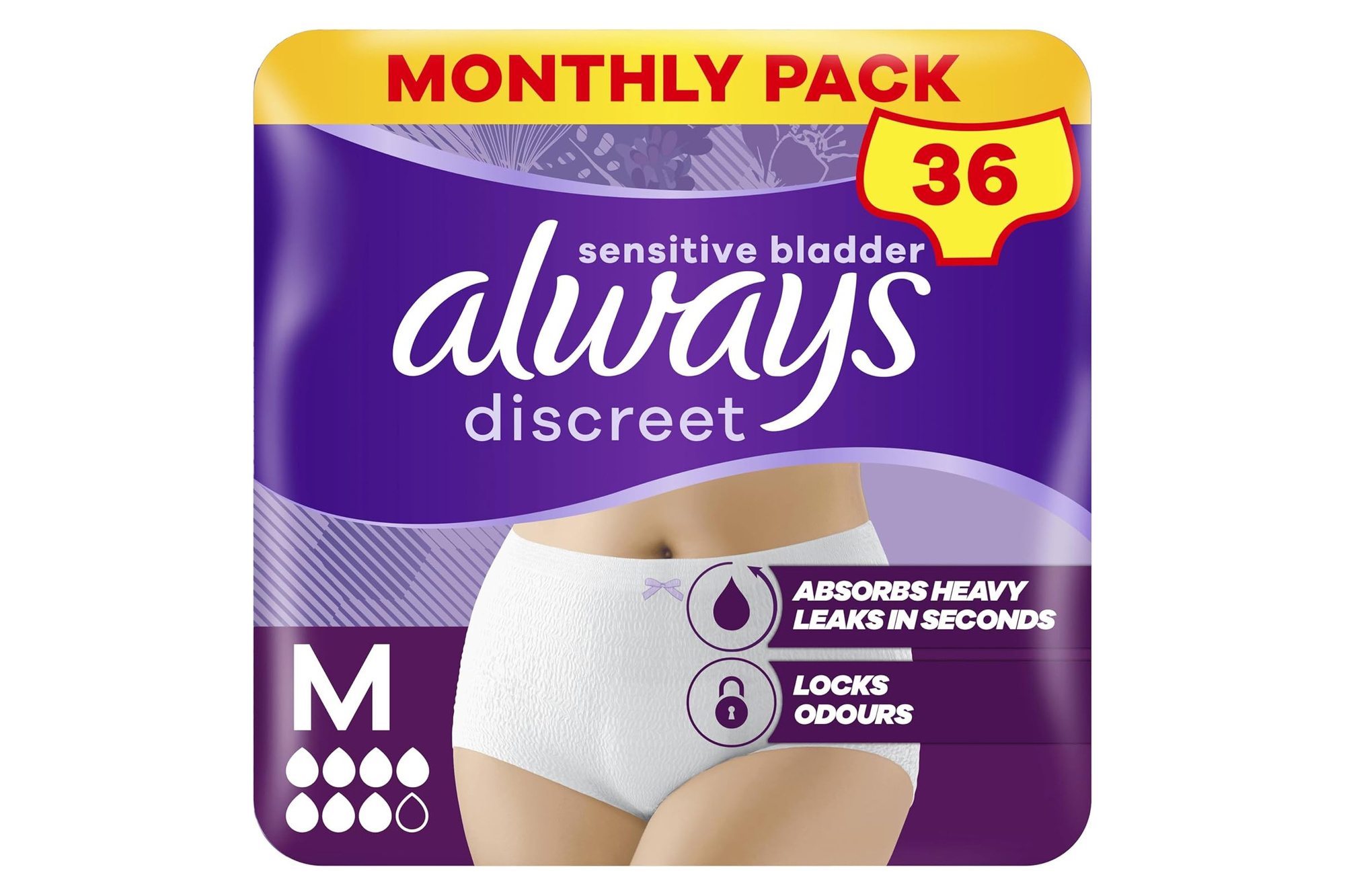 Always Discreet Majtki na nietrzymanie moczu M – 36 sztuk