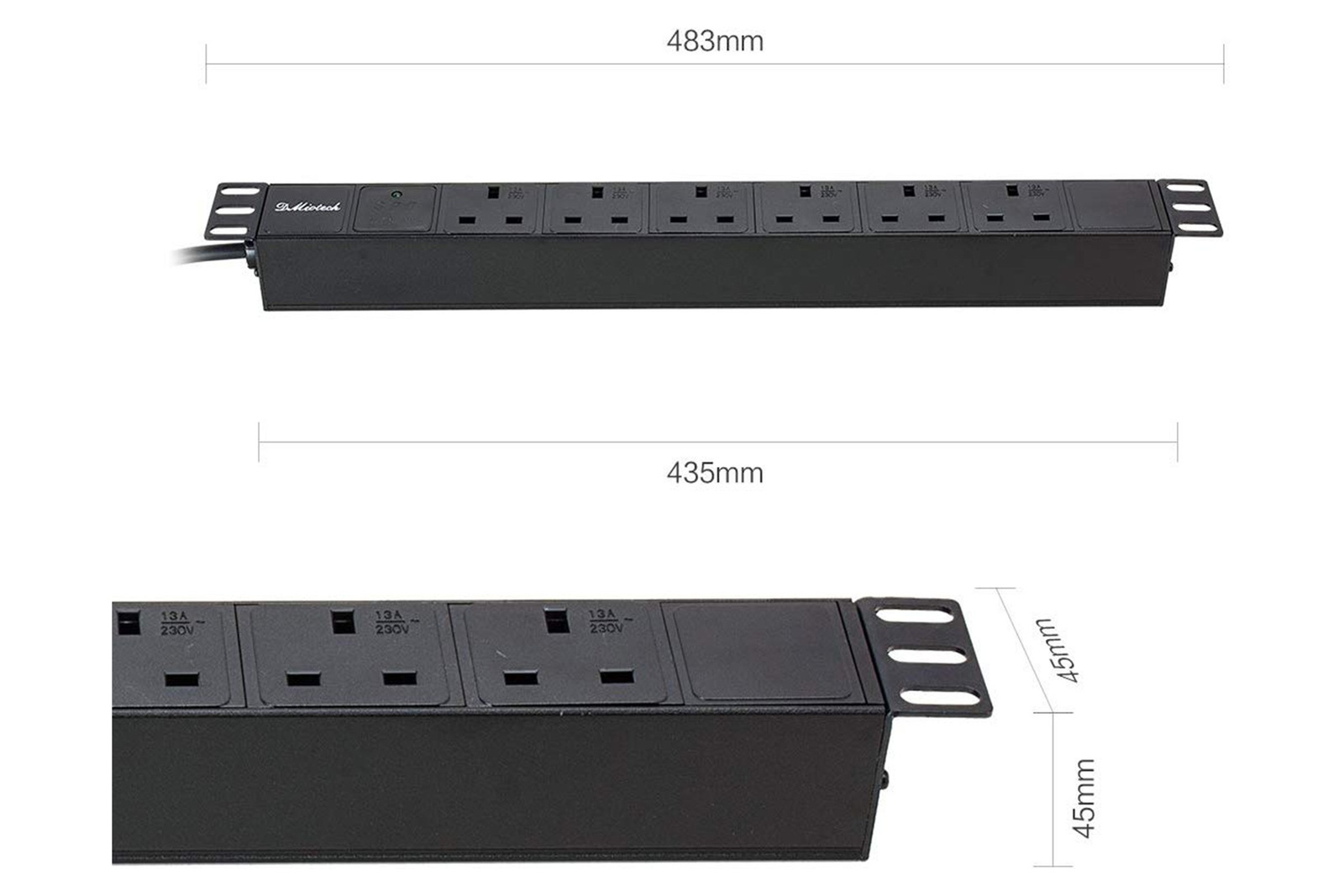 DMiotech 6-Port UK Rack-Mount Power Strip PDU 13A