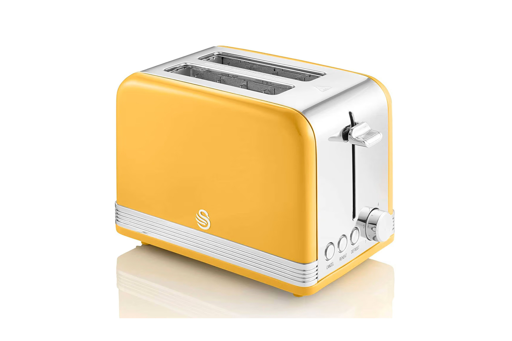 Swan Retro 2-Slice Toaster Yellow Silver 815W