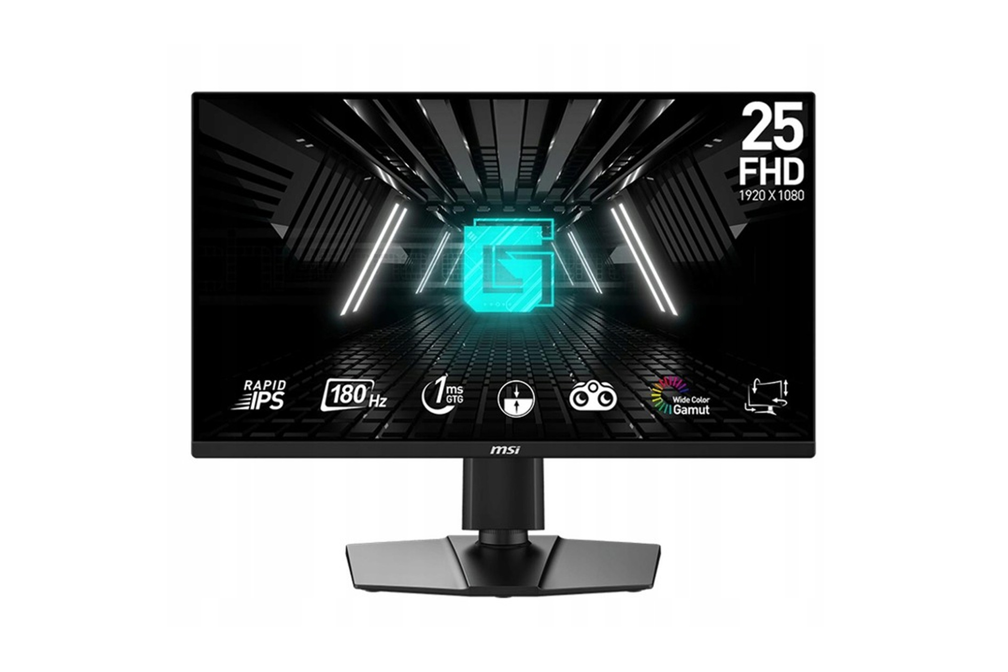 MSI G255PF E2 24.5 Inch Gaming Monitor Rapid IPS FHD 180Hz 1ms Pivot Speakers