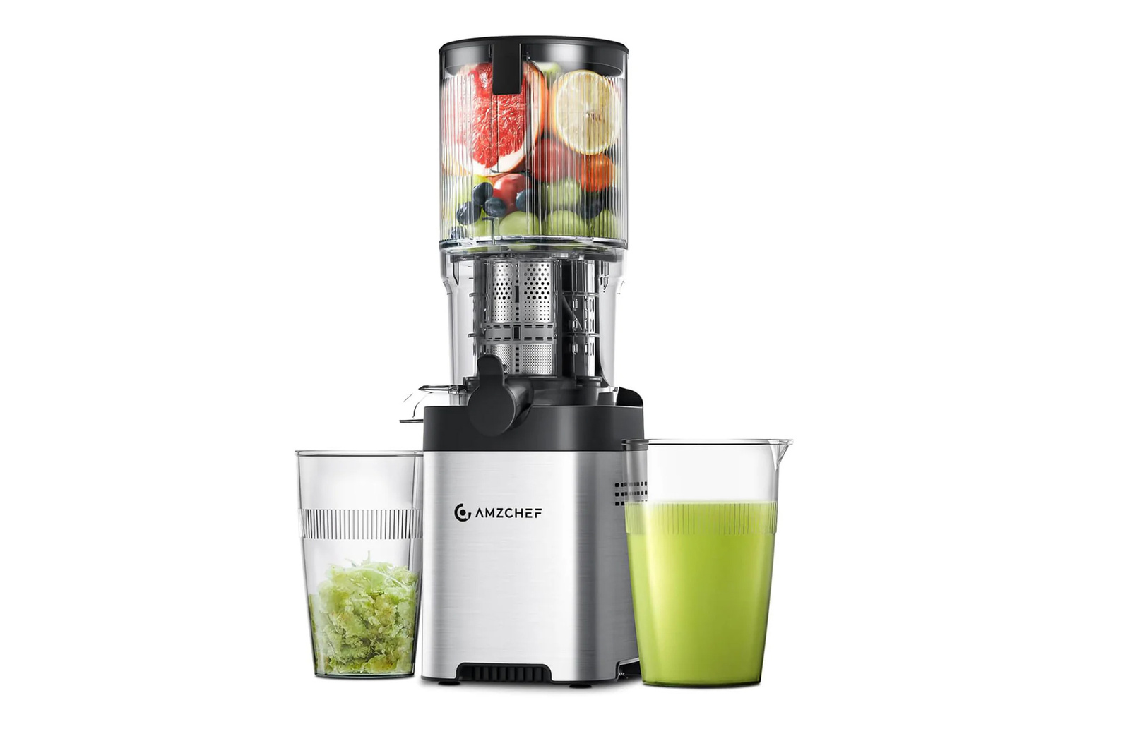 AMZCHEF 5,2" Slow Juicer für Obst und Gemüse Silber