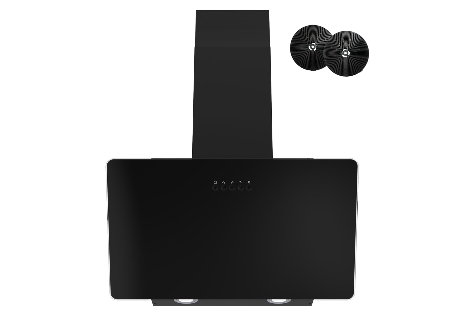 FIREGAS 60 cm bürstenlose LED-Küchenhaube, leise, schwarzes Glas